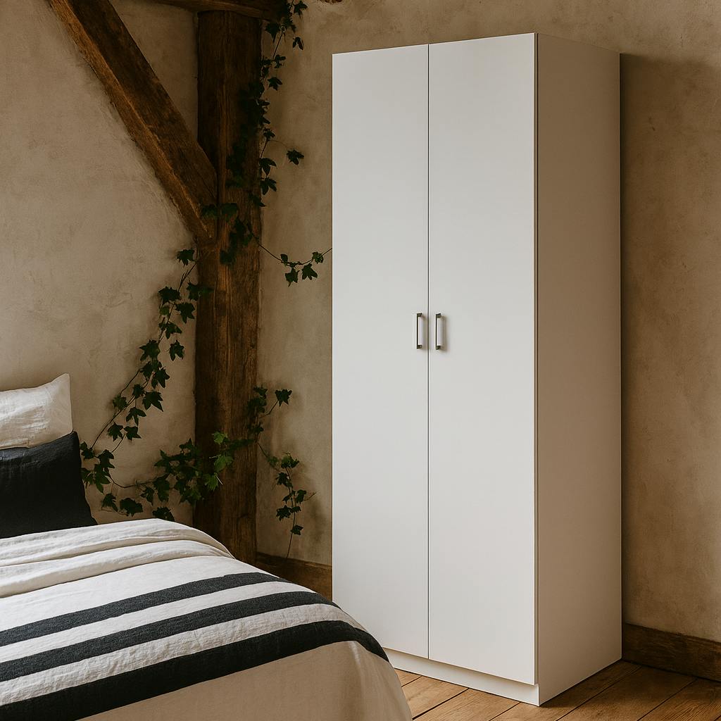 Rackhams White Munich Wooden Wardrobe 2 Doors And 3 Shelves
