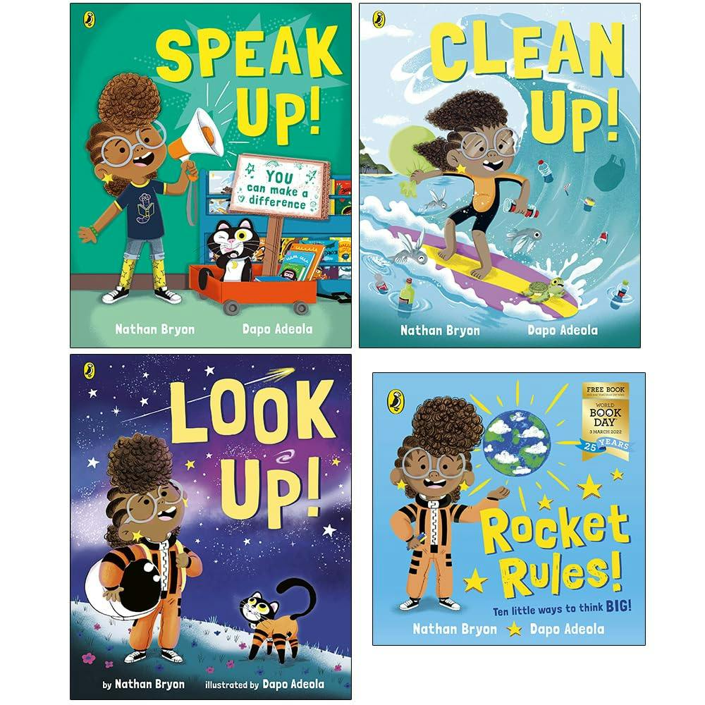 Various Publishers Nathan Bryon Collection 4 Books Set (Speak Up!, Clean Up!, Look Up! And Rocket Rules World Book Day)