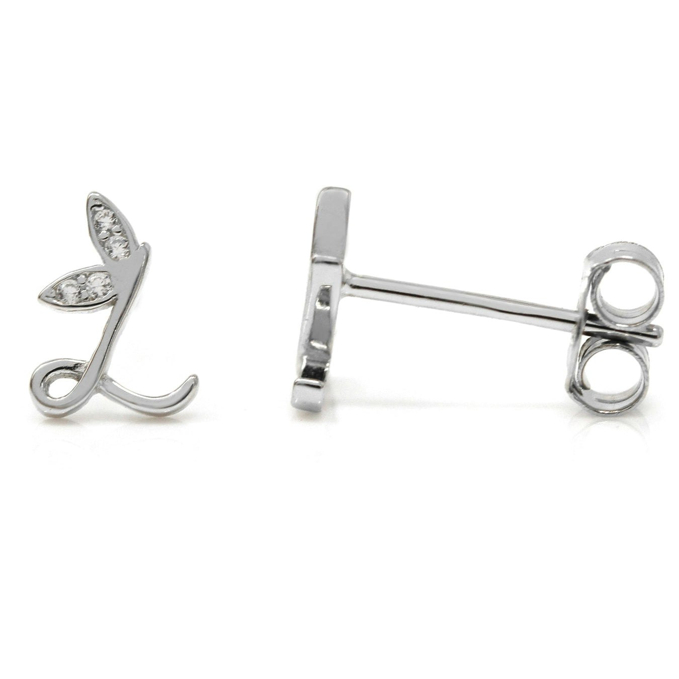 Say It With Silver Winged Initial Earrings - Sterling - L
