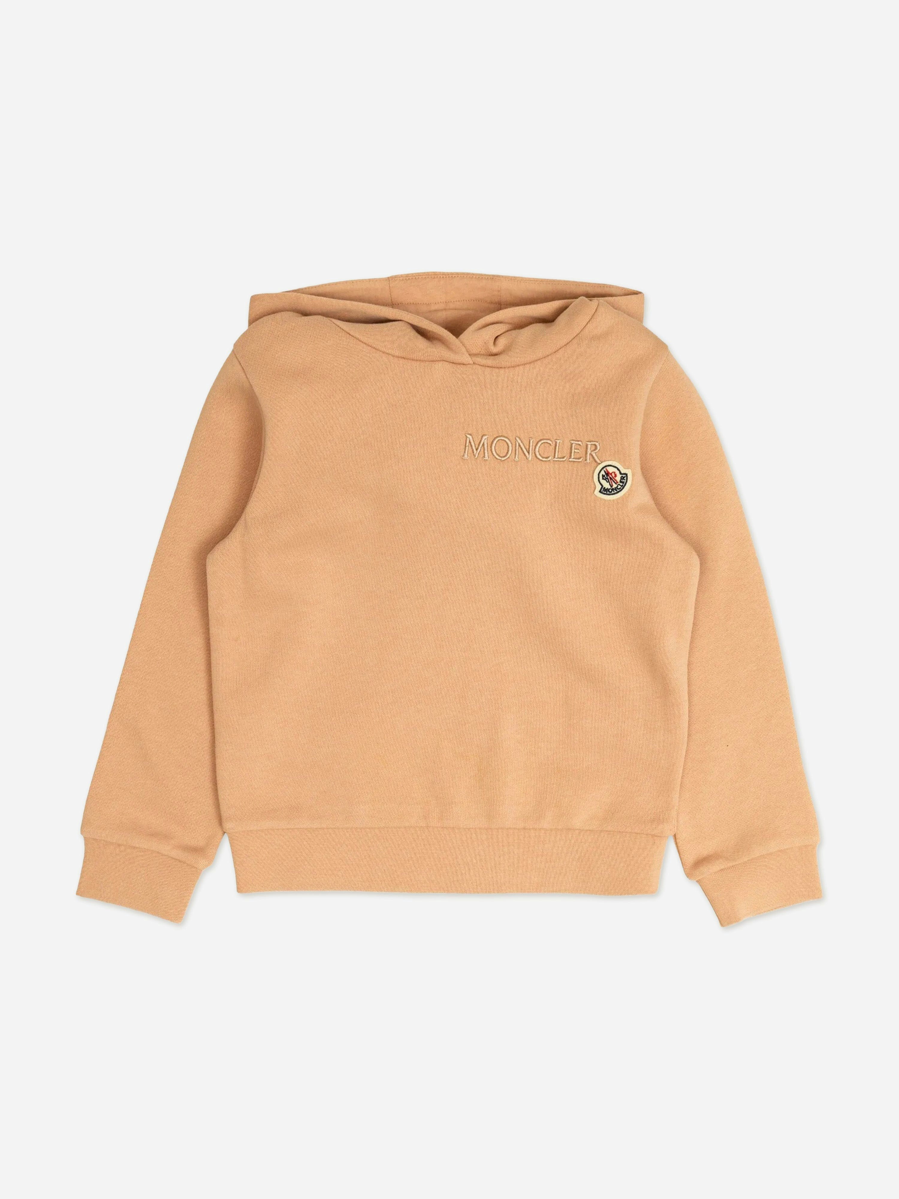 Moncler Enfant Girls Beige Logo Hoodie In - 8 Yrs