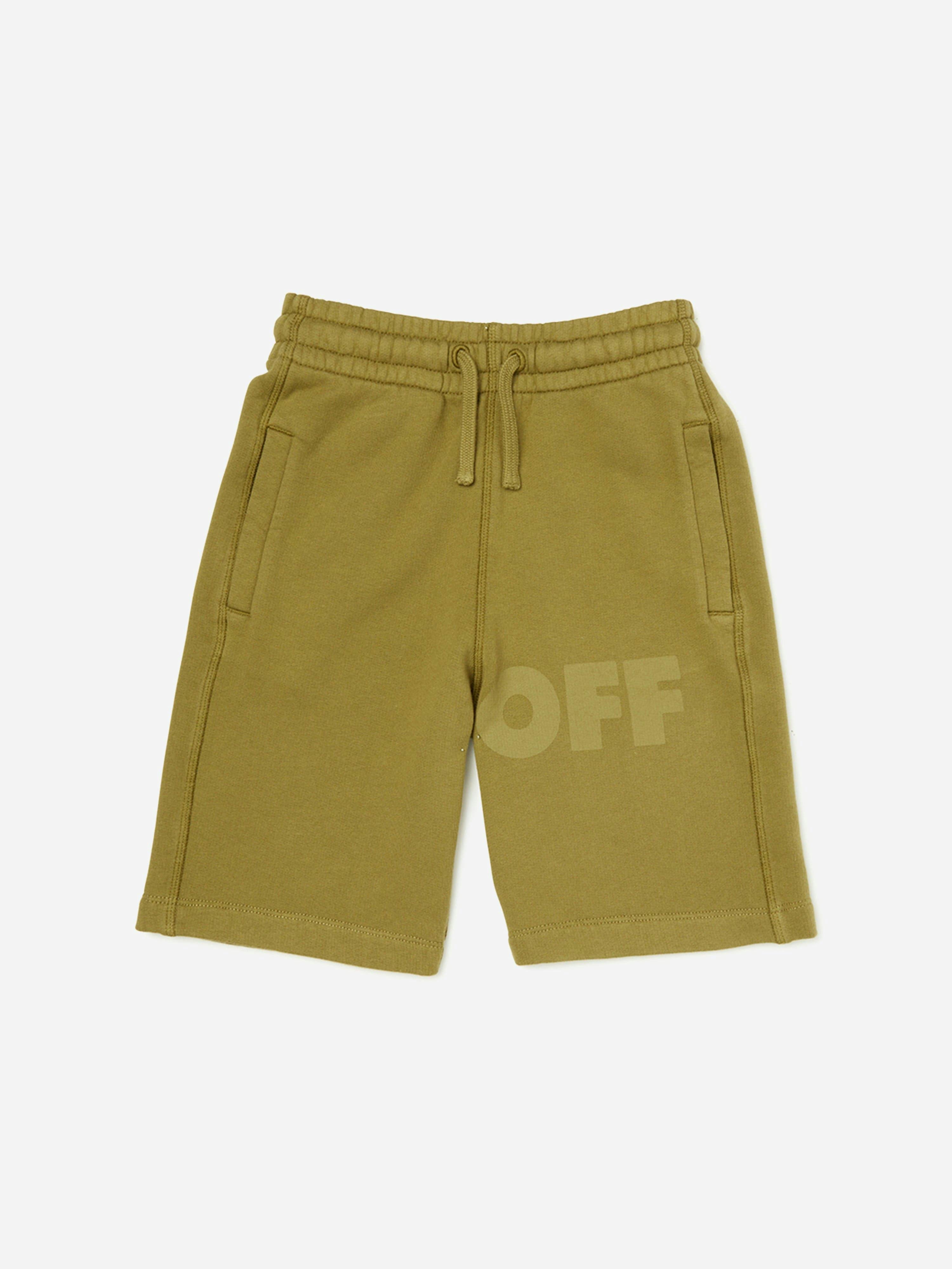 Off-White Boys White/Green Off- Garment Dyed Sweatshorts In - 10 Yrs