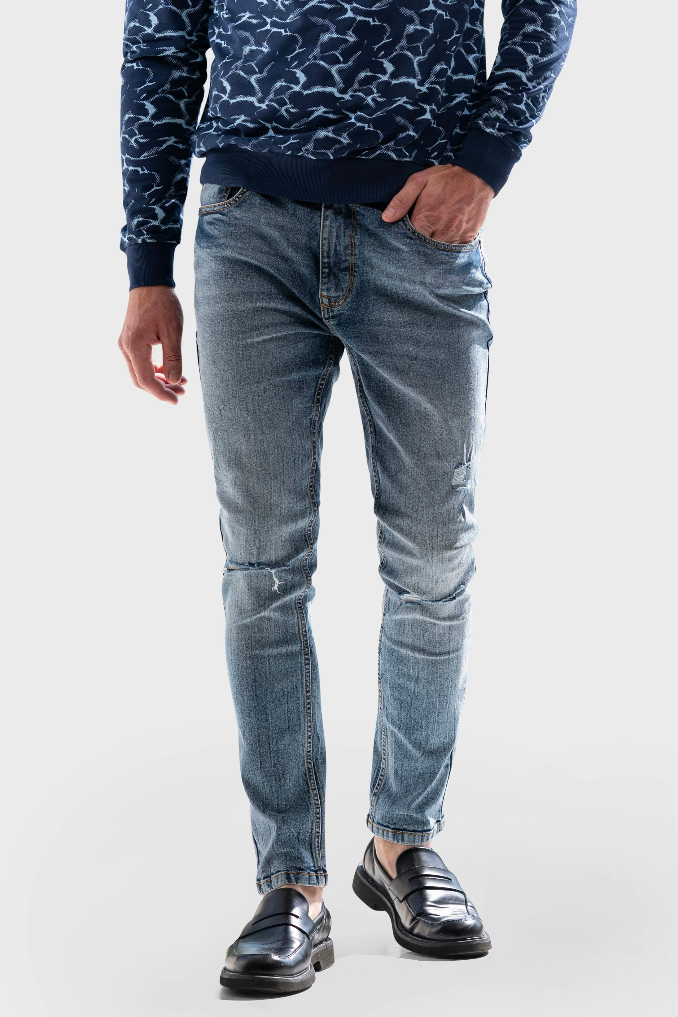 Enorsia Blue Authentic Skinny Fit Jeans - 34 - 99% Cotton, 1% Spandex - Mid
