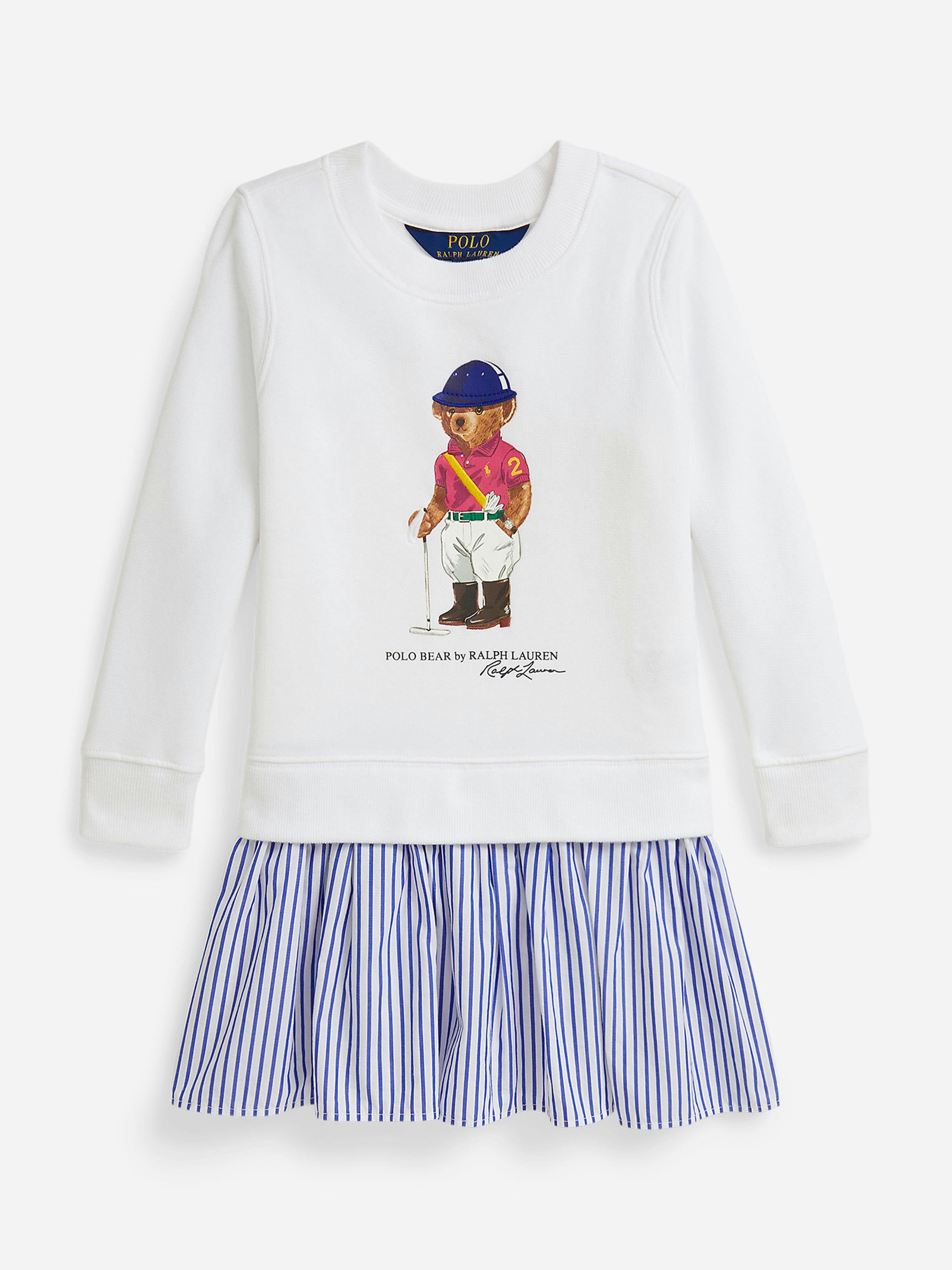 Ralph Lauren Kids Girls White Ralph Lauren Polo Bear Sweater Dress In - 6 Yrs
