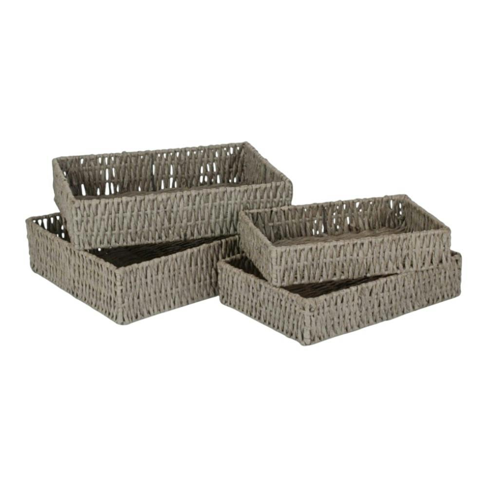 Rackhams Grey Rectangular Straight-Sided Paper Rope Trays - Set Of 4