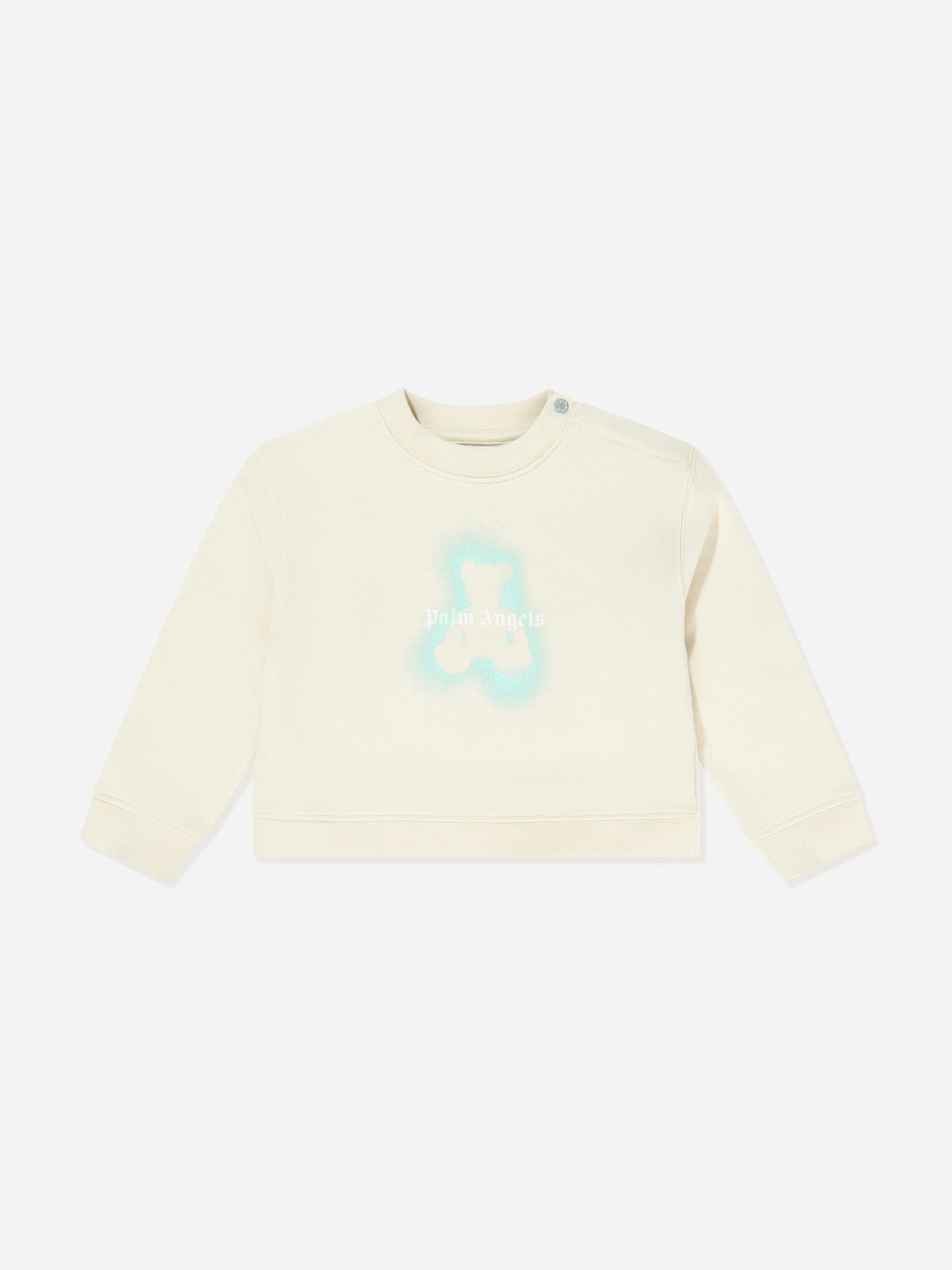 Palm Angels Men's Beige Baby Boys Spray Bear Regular Sweatshirt In - 36 Mths