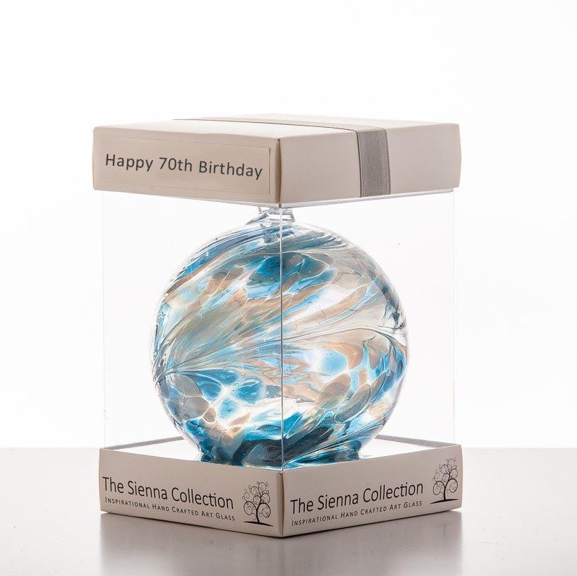 Rackhams Turquoise/Light 10Cm Friendship Ball - Happy 70Th Birthday
