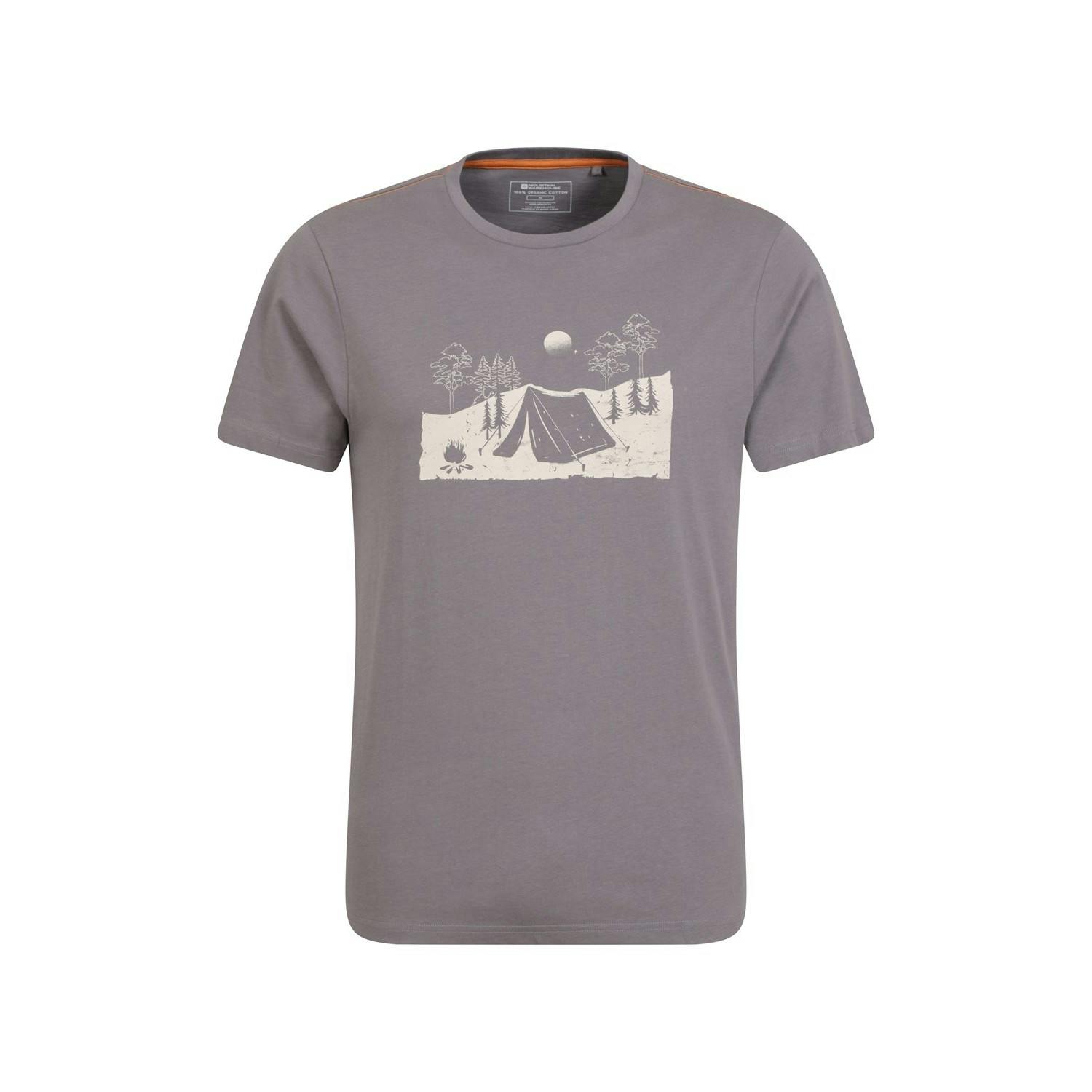 Mountain Warehouse Men's Grey Camping Sketch Organic T-Shirt - Xxl - 100% Organic Cotton