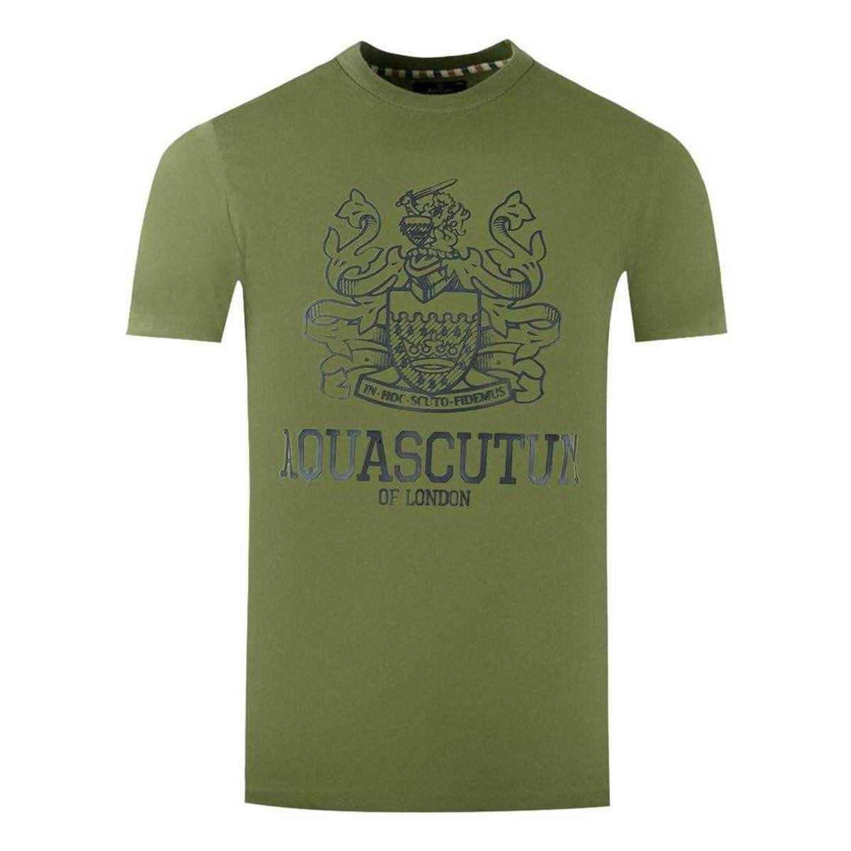 Aquascutum Men's Green London Aldis T-Shirt - Army - M - Army - 100% Cotton
