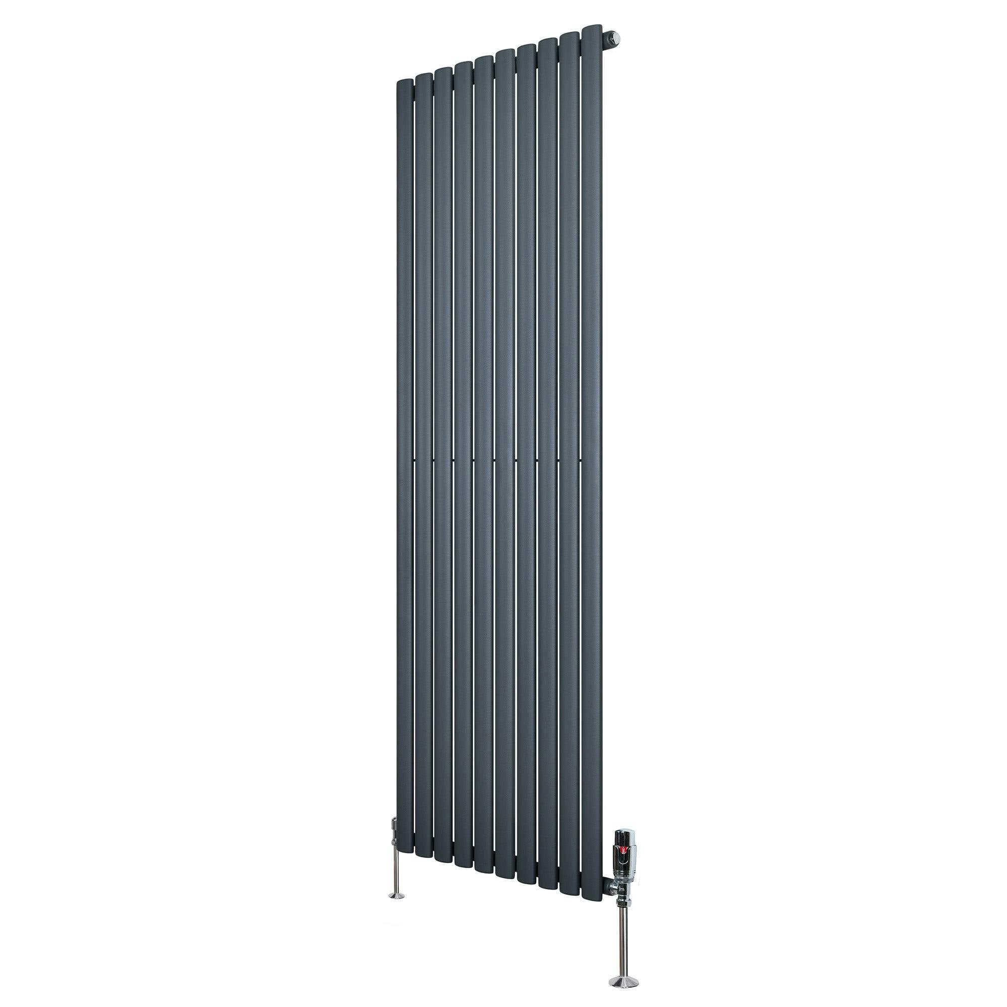 Monstershop Anthracite/Grey Oval Single Column Radiator & Valves – 1800Mm X 600Mm –
