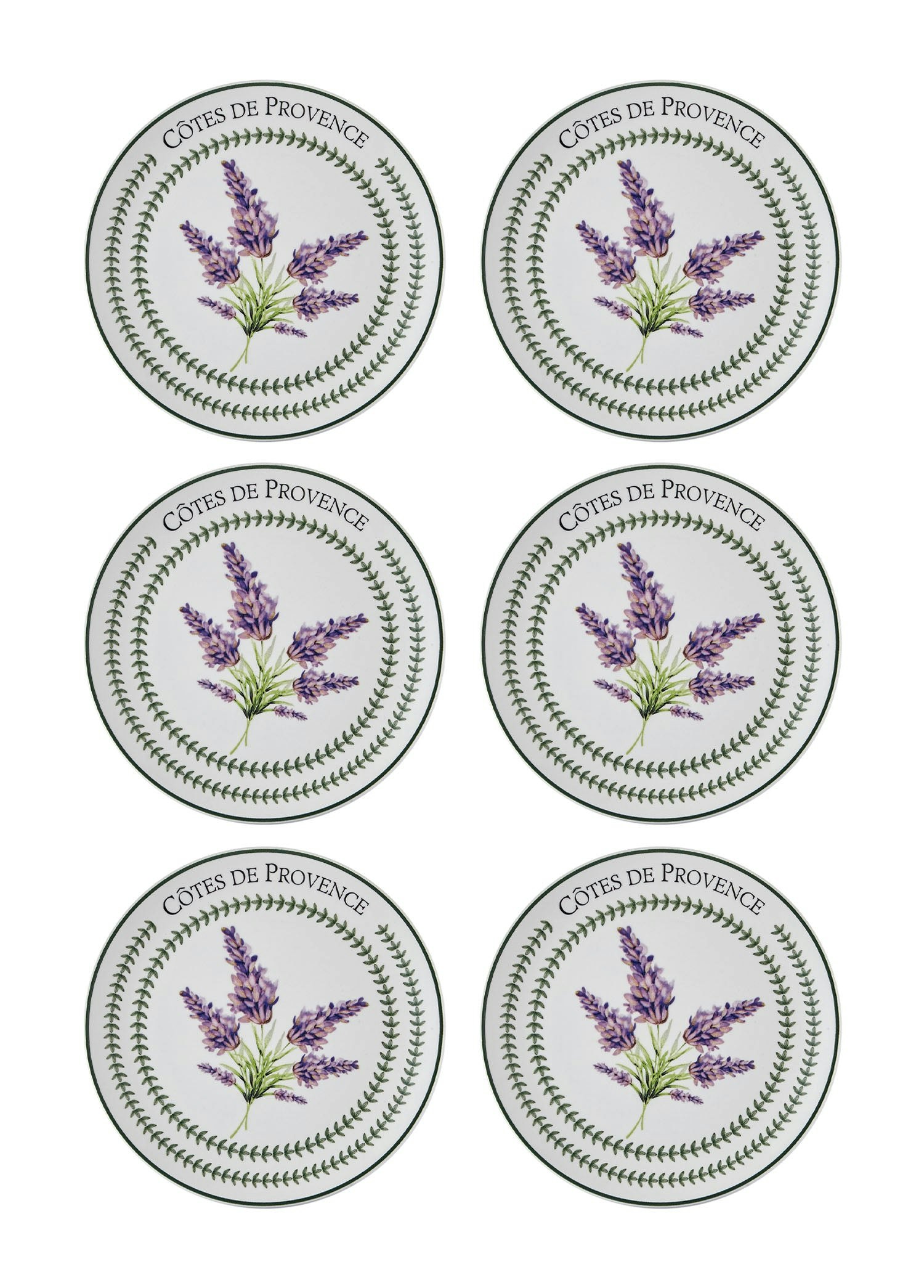 Rozi Green/Purple/Light Provence Collection Side Plates, Set Of 6