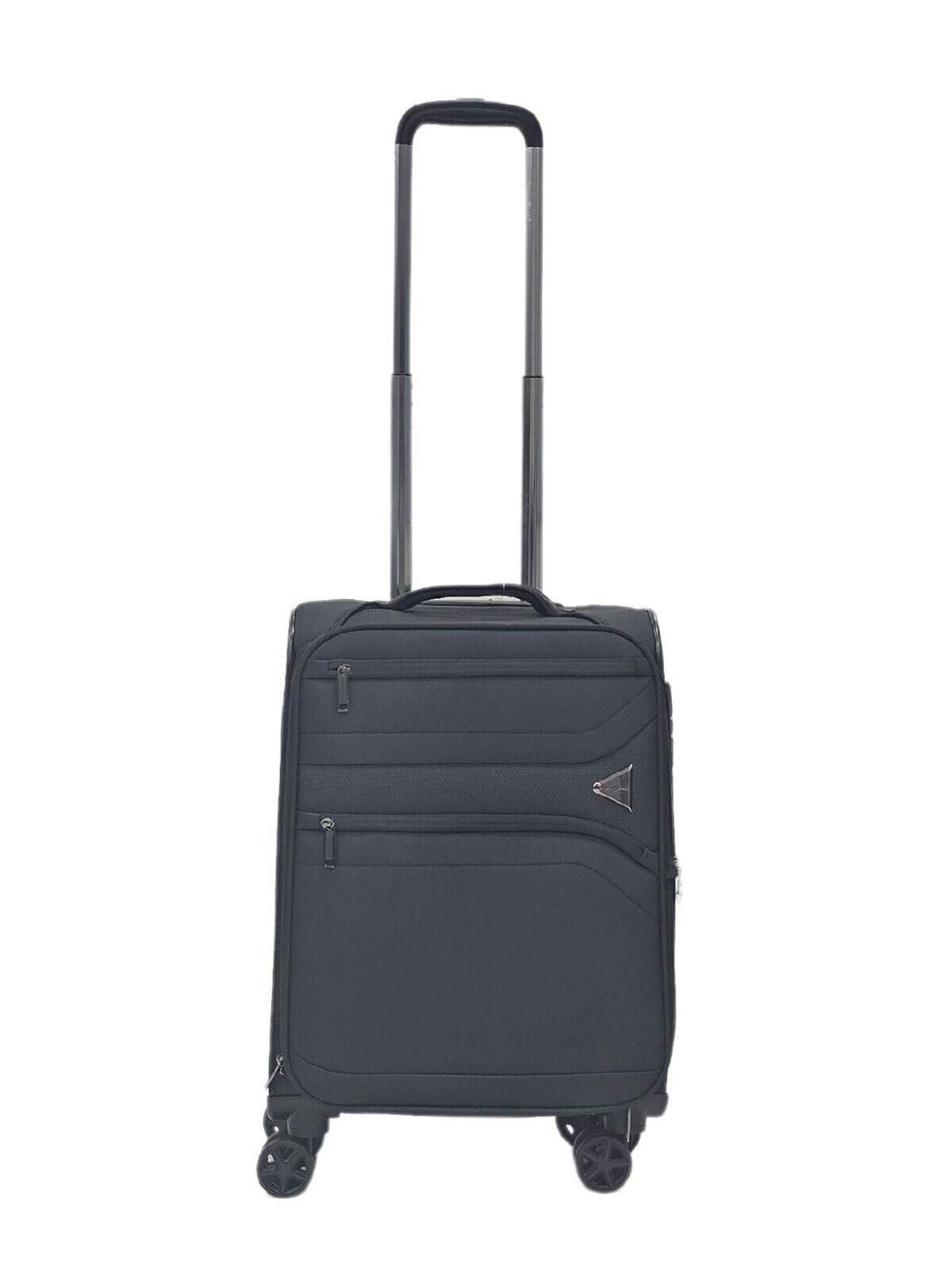 Snowball Black Lightweight Soft Dual 4 Wheel Luggage Suitcases - Cabin