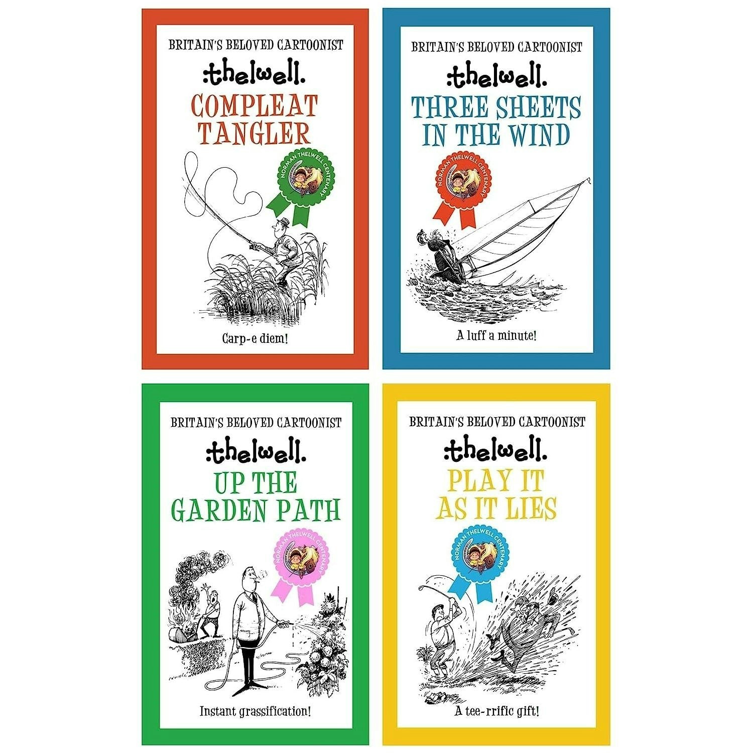 Allison & Busby Norman Thelwell 4 Cartoon Book Set Compleat Tangler, Play It As It Lies & More