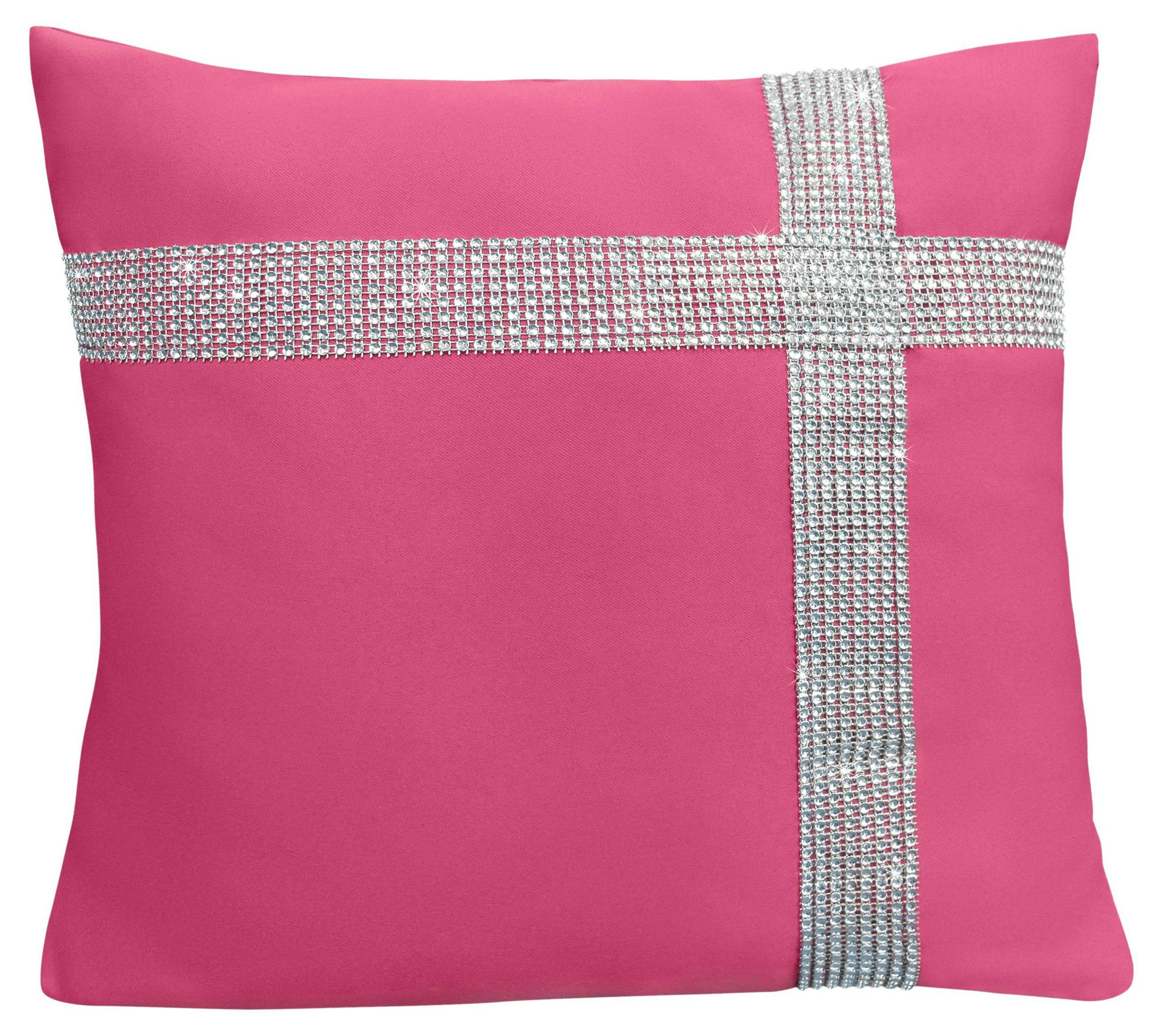 Rackhams Diamonte Detail Soft Touch Matte Fabric Scatter Cushion - 43Cm X 43Cm - Fuschia