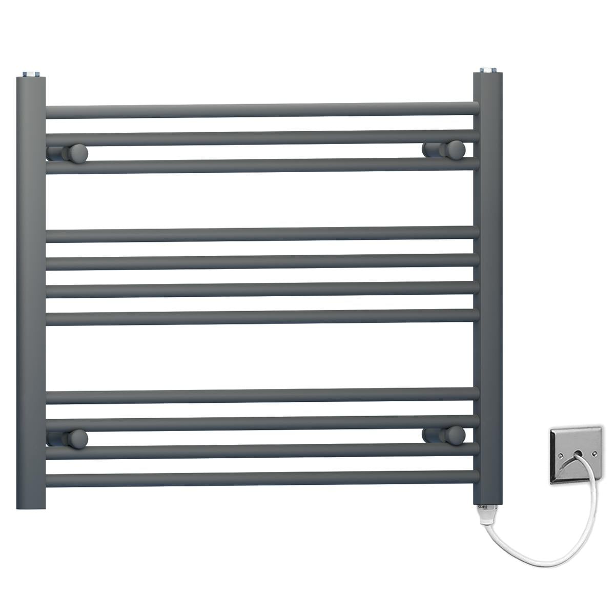 Myhomeware Anthracite/Grey 900 X 600Mm Flat Electric Pre-Filled Heated Towel Rail Radiator For Bathroom Designer Standard Element