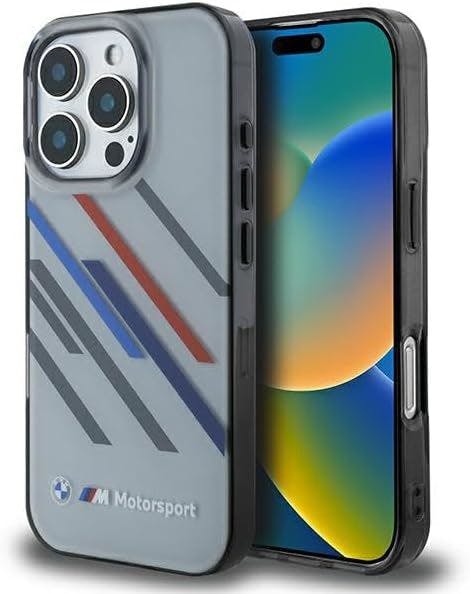 Bmw Grey Motorsport Iml Random Stripes Case For Iphone 16 Pro Max 6.9" - Bmhcp16x23htrag