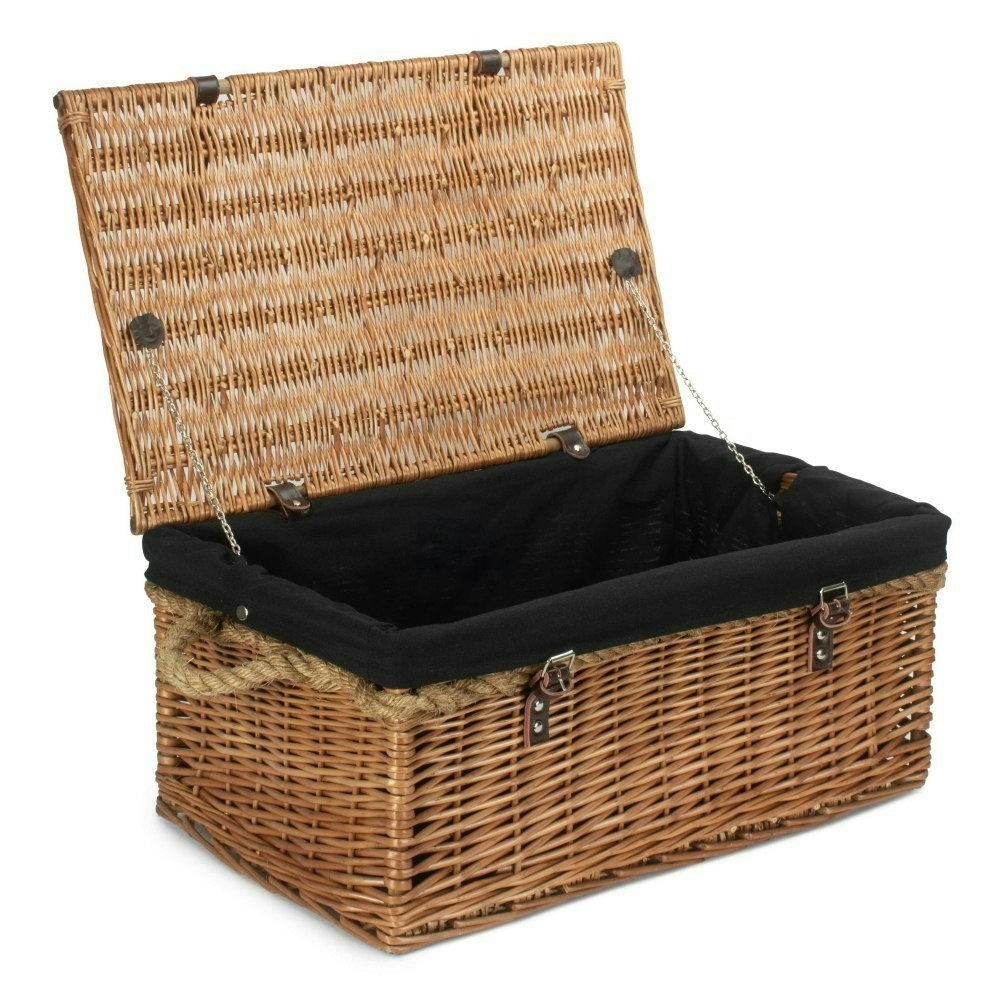Red Hamper Red/White/Black Hamper 61Cm Double Steamed Rope Handled Trunk With Lining - Wicker - 1