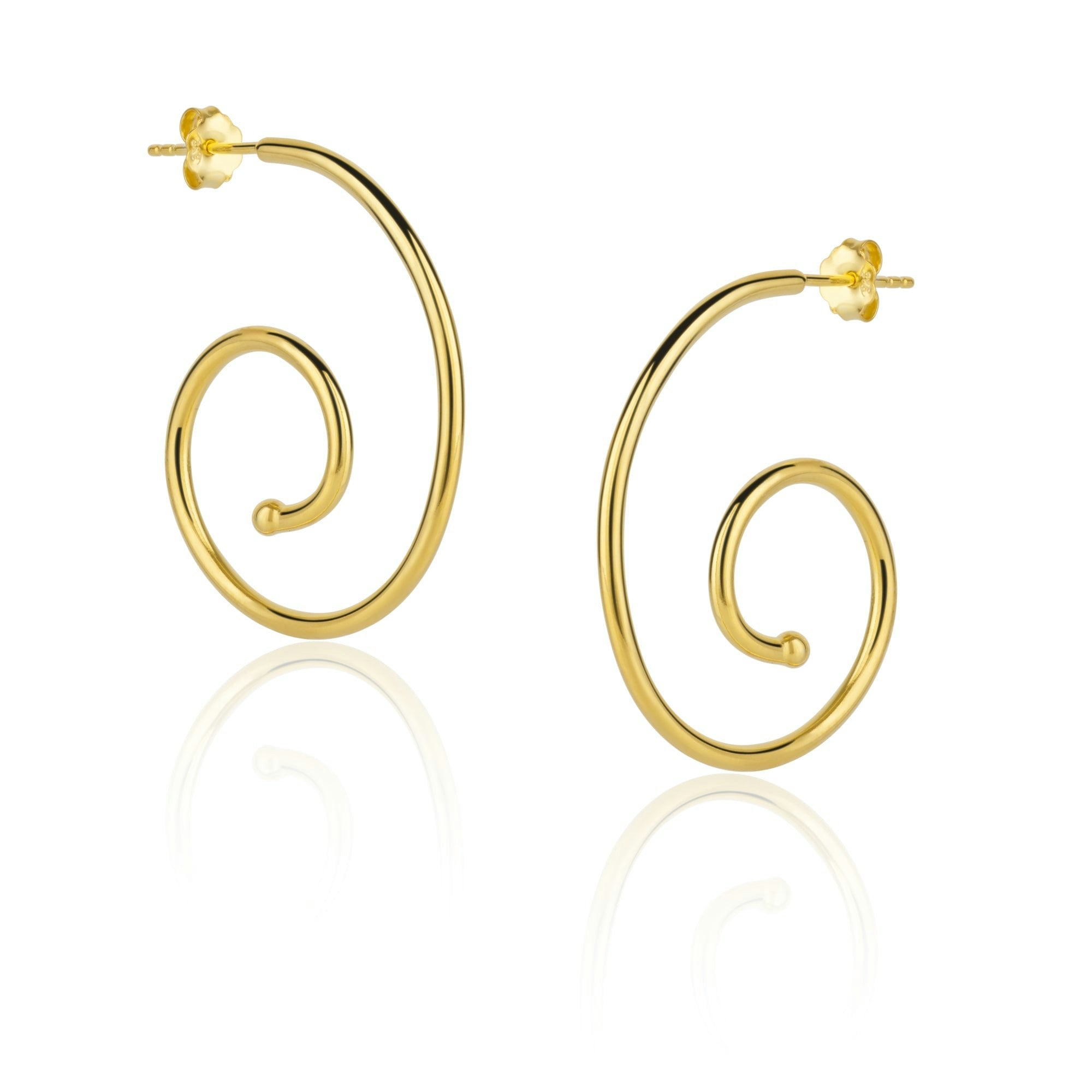 Spero London Silver/Gold Spiral Sterling Stud Earrings