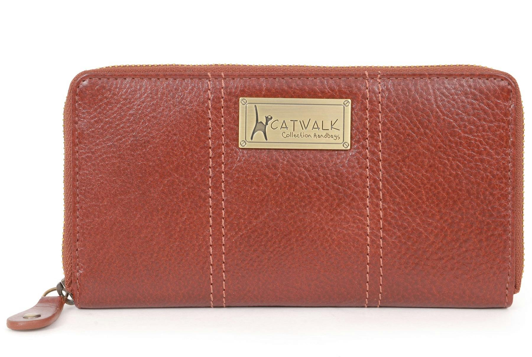 Catwalk Collection Handbags Grain Gallery - Purse - Rfid - Tan