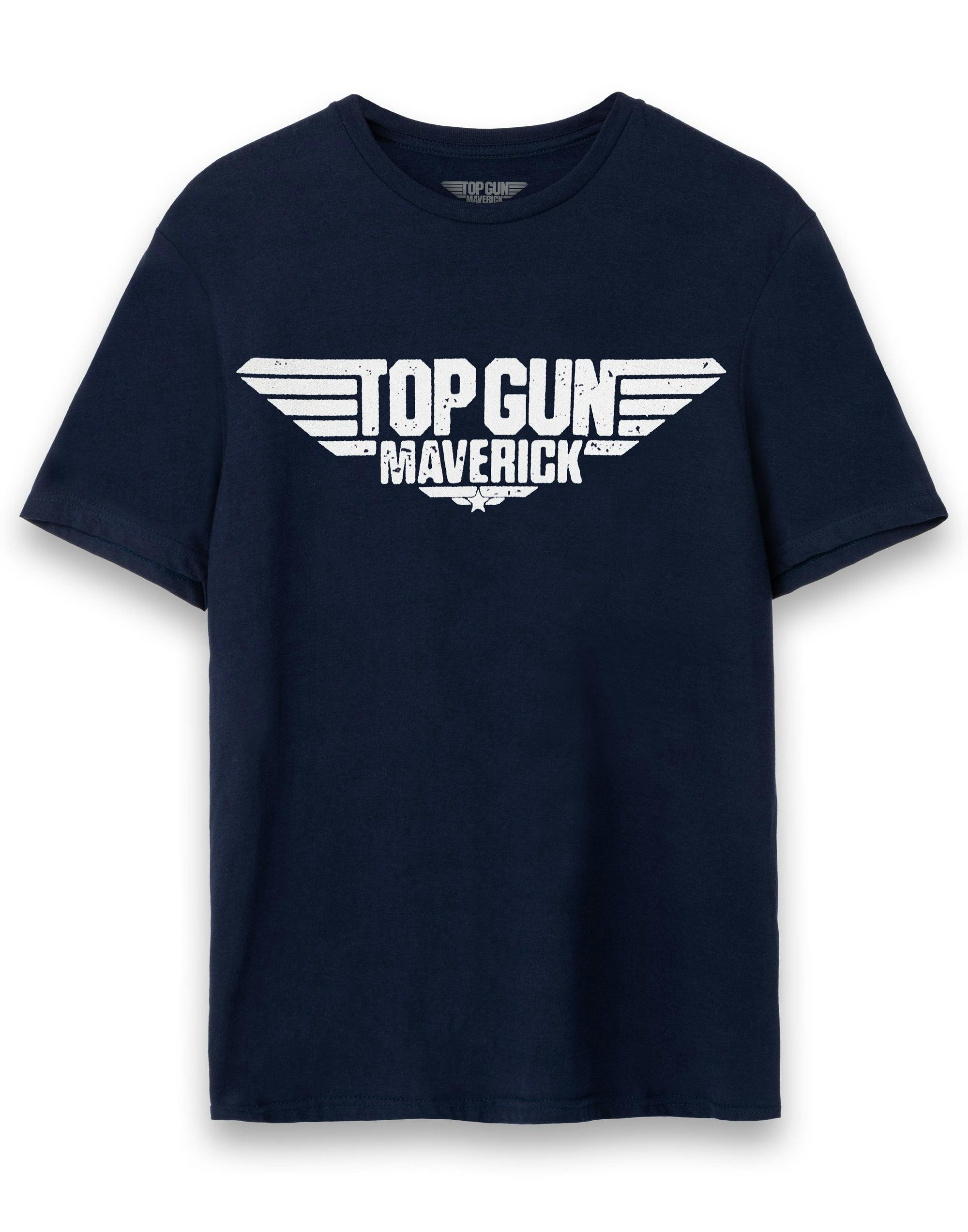 Vanilla Underground Men's Blue Top Gun: Maverick Movie Logo Short Sleeved T-Shirt - Small
