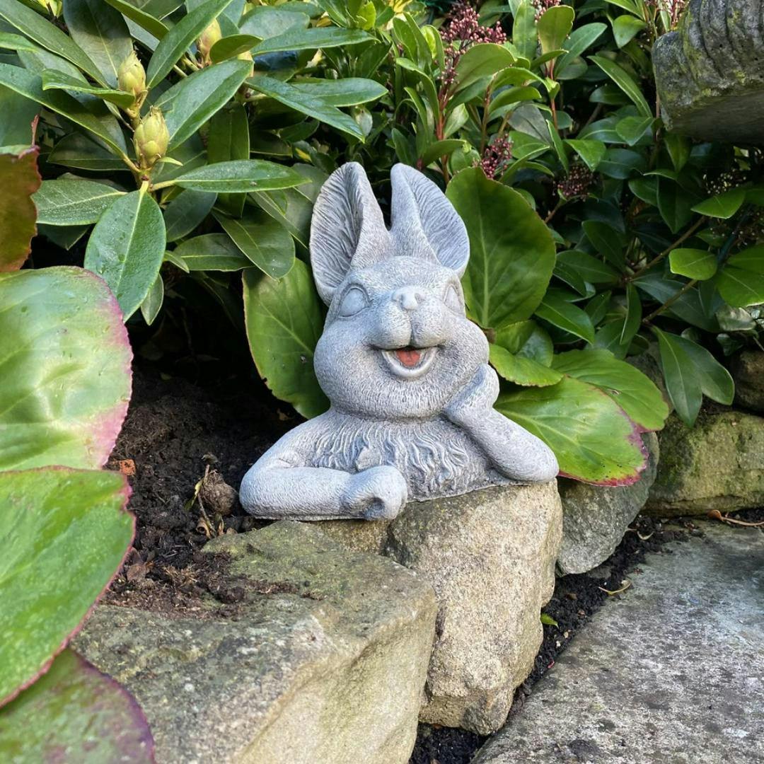 Osn Cute Half Bunny Stone Garden Ornament