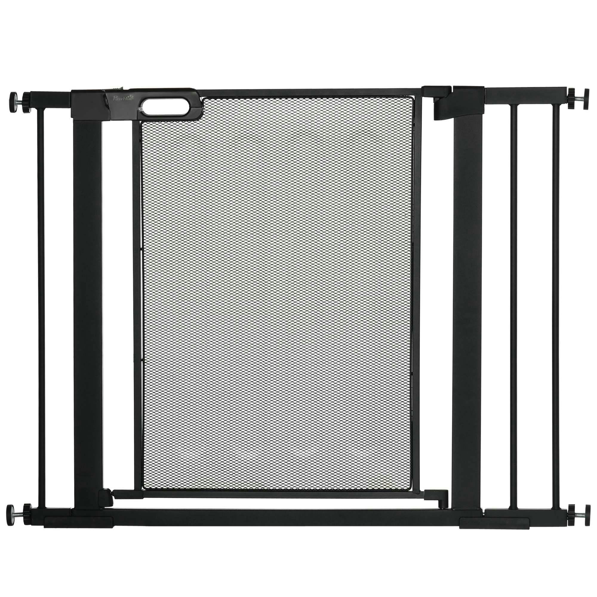 Pawhut Black Pressure Fit Safety Gate For Stairs W/ Auto Close - 103 X 2 X 76 Cm - Image 9
