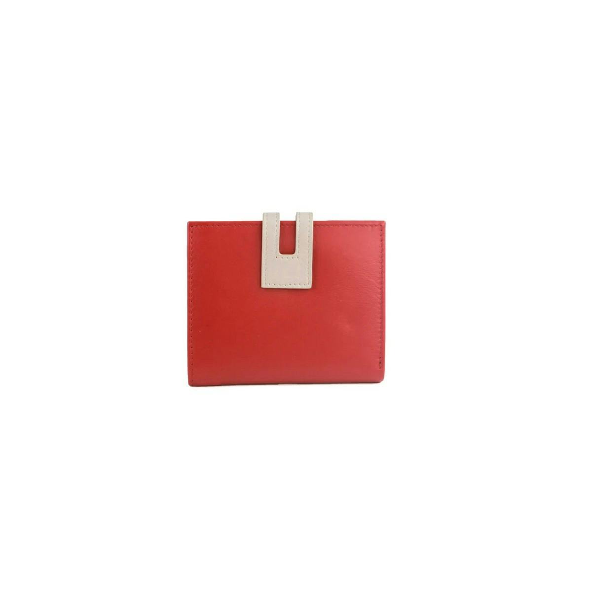 Eastern Counties Leather Red/Ivory Cassie Contrast Panel Leather Purse - One Size - 100% Leather