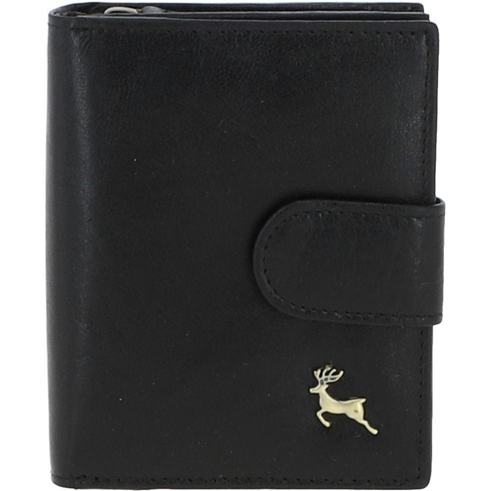 Ashwood Black Vintage Wash Leather Wallet Purse - One Size - Leather