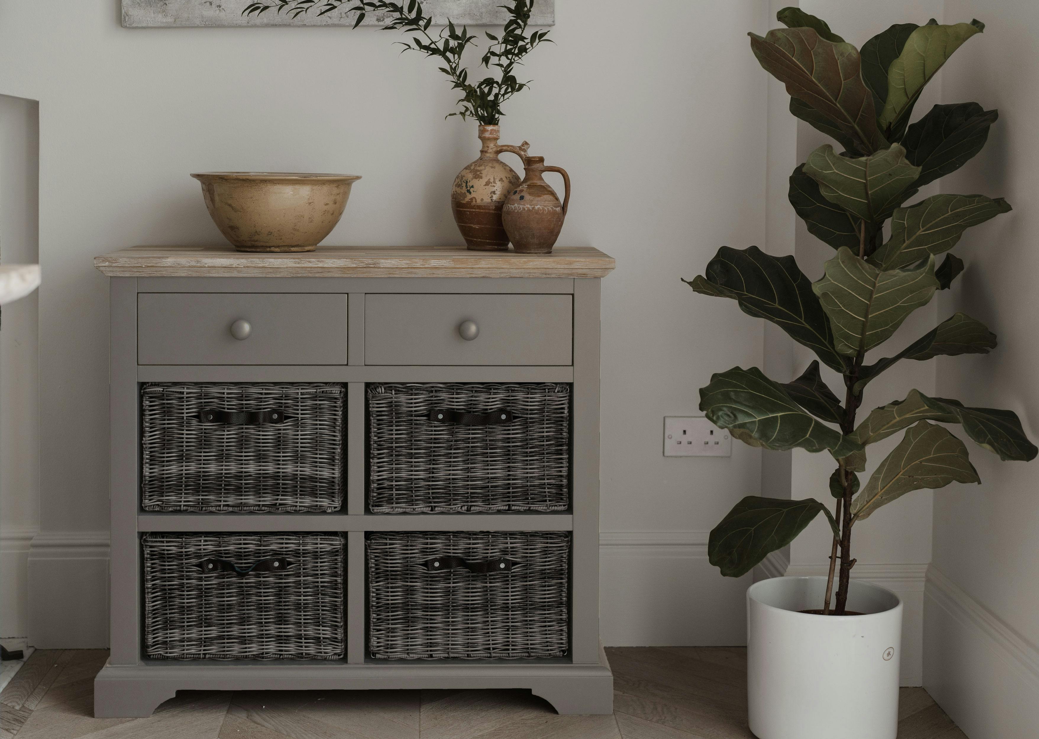 Statement Furniture Grey Florence Sideboard With 2 Drawers And Removable Storage Baskets - Dove