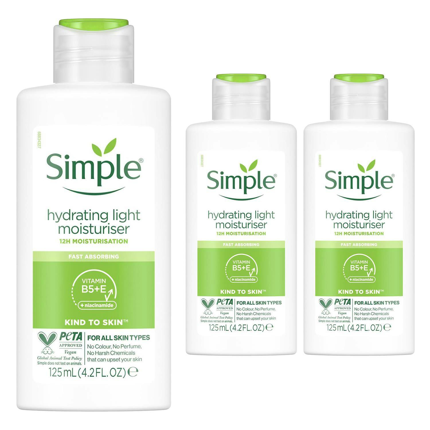 Simple (3X Light Moisture, 125Ml) 3X 125Ml Kind To Skin 12H Hydrating Light Moisturiser For Sensitive Skin - Image 6