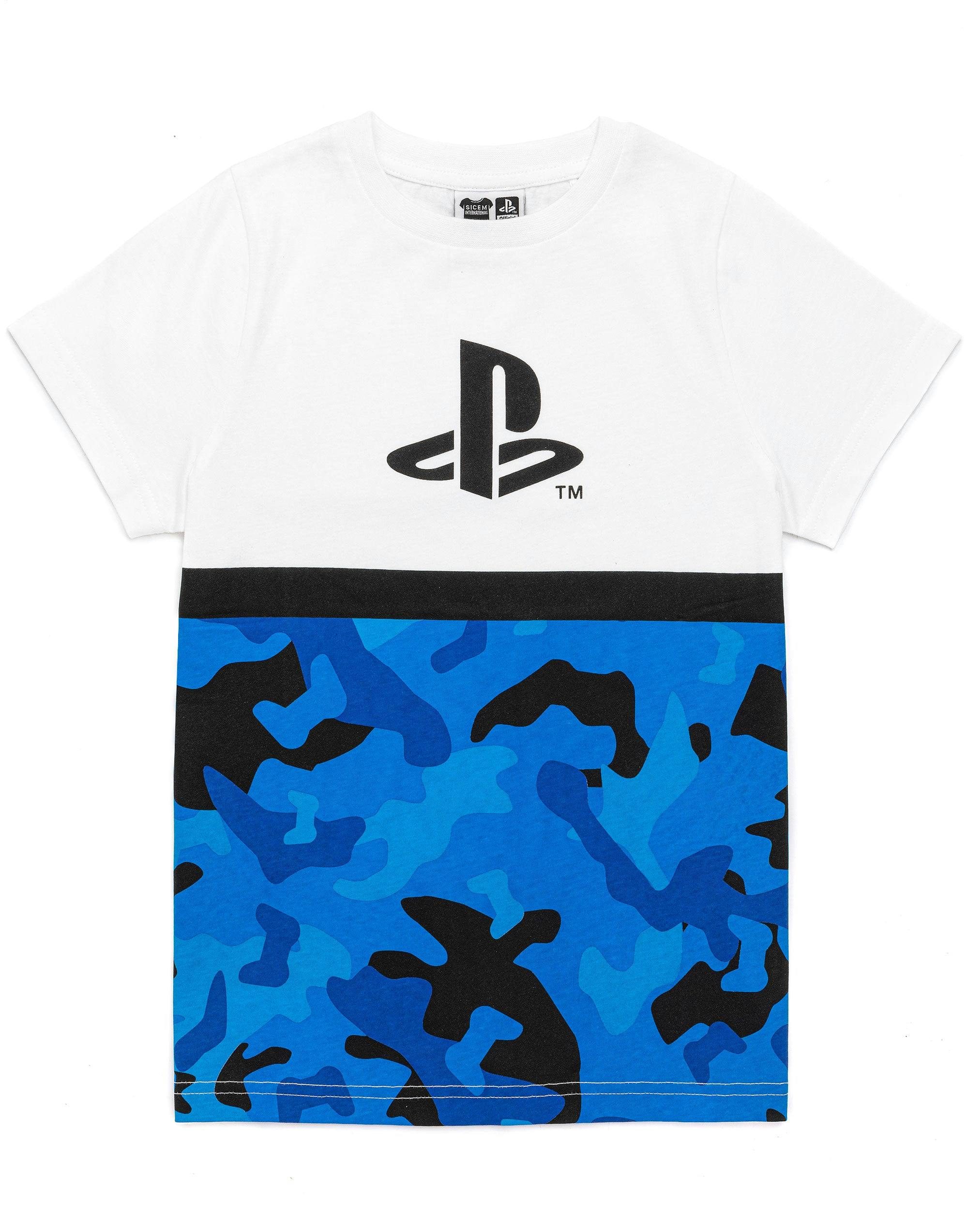 Vanilla Underground Boys White Playstation Logo & Camo Print Short Sleeved T-Shirt - 13-14 Years