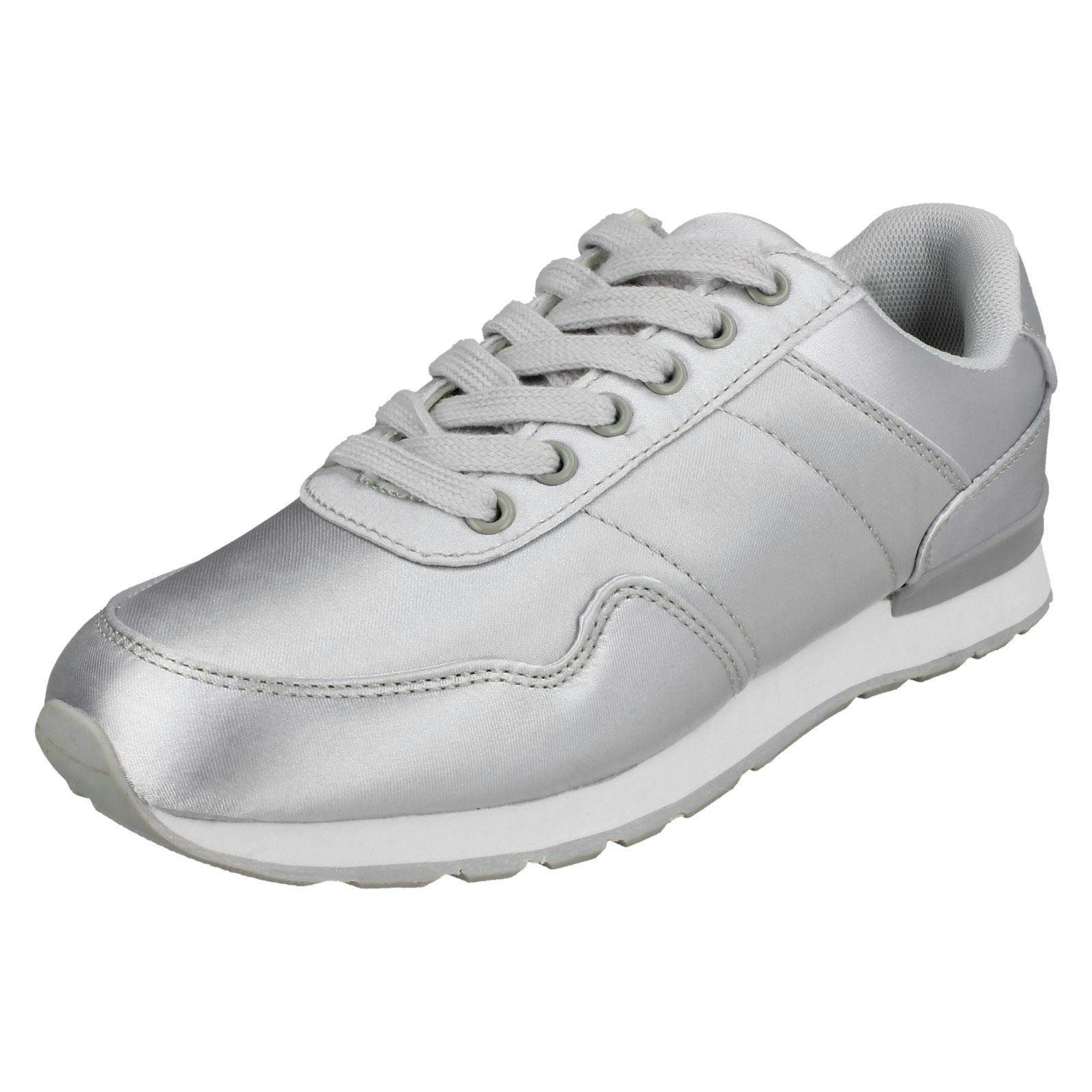 Reflex Women's Grey Satin Trainers F7078 - Uk 8