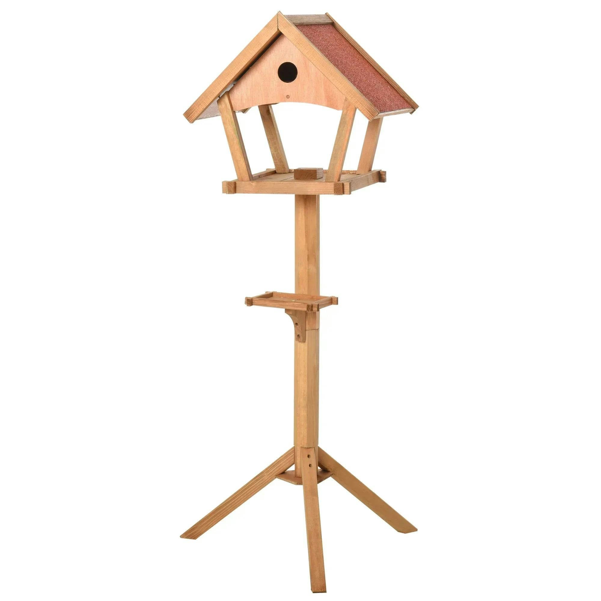 Rackhams Wooden Bird Table Freestanding Feeding Station For Garden Outside ,139H Cm, Natural