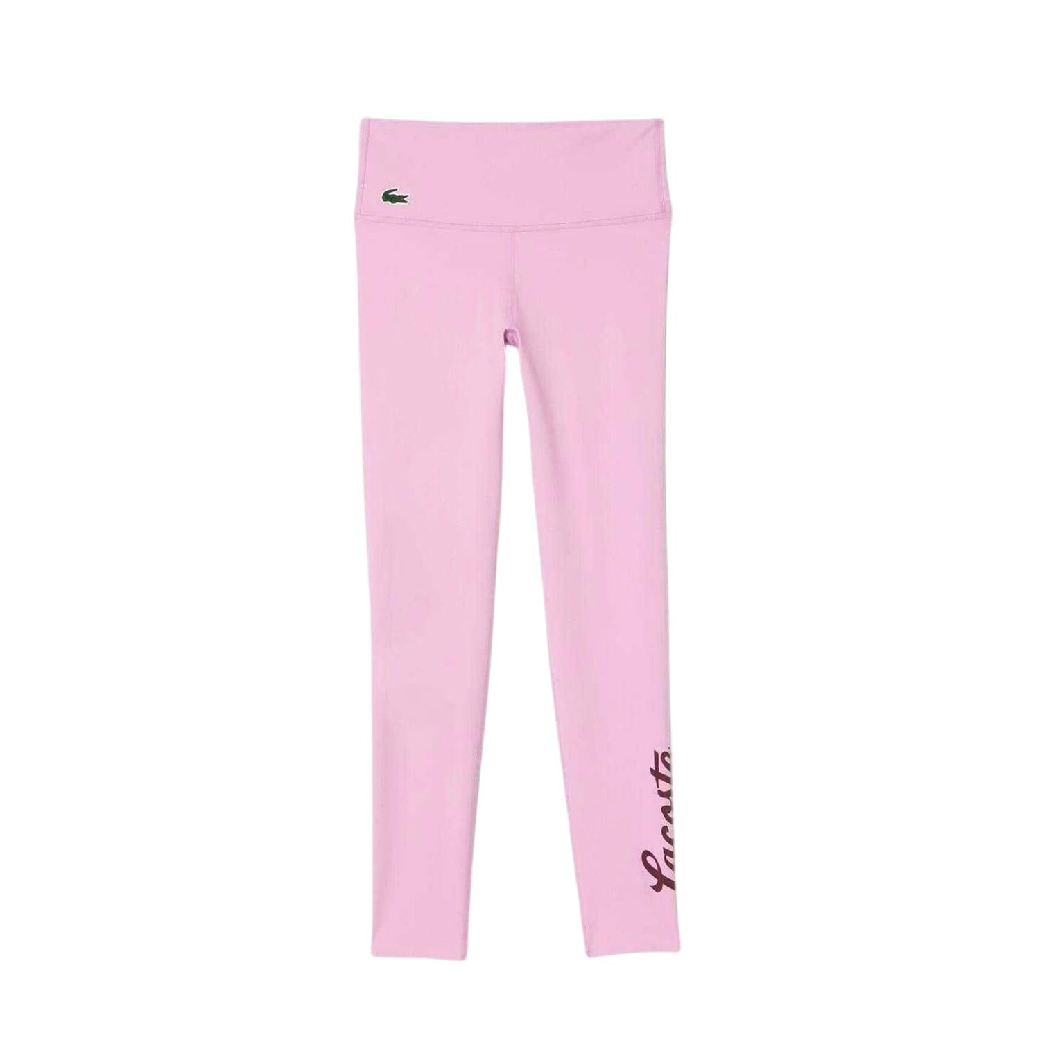 Lacoste Women's Pink Slim Leggings - 14 Uk - 82% Recycled Polyester/18% Elastane
