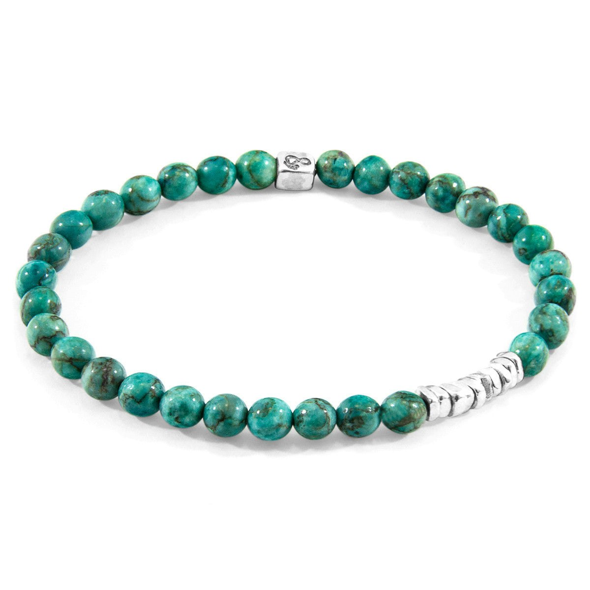 Anchor & Crew Blue/Turquoise/Silver Atrato And Stone Bracelet - L - 23Cm