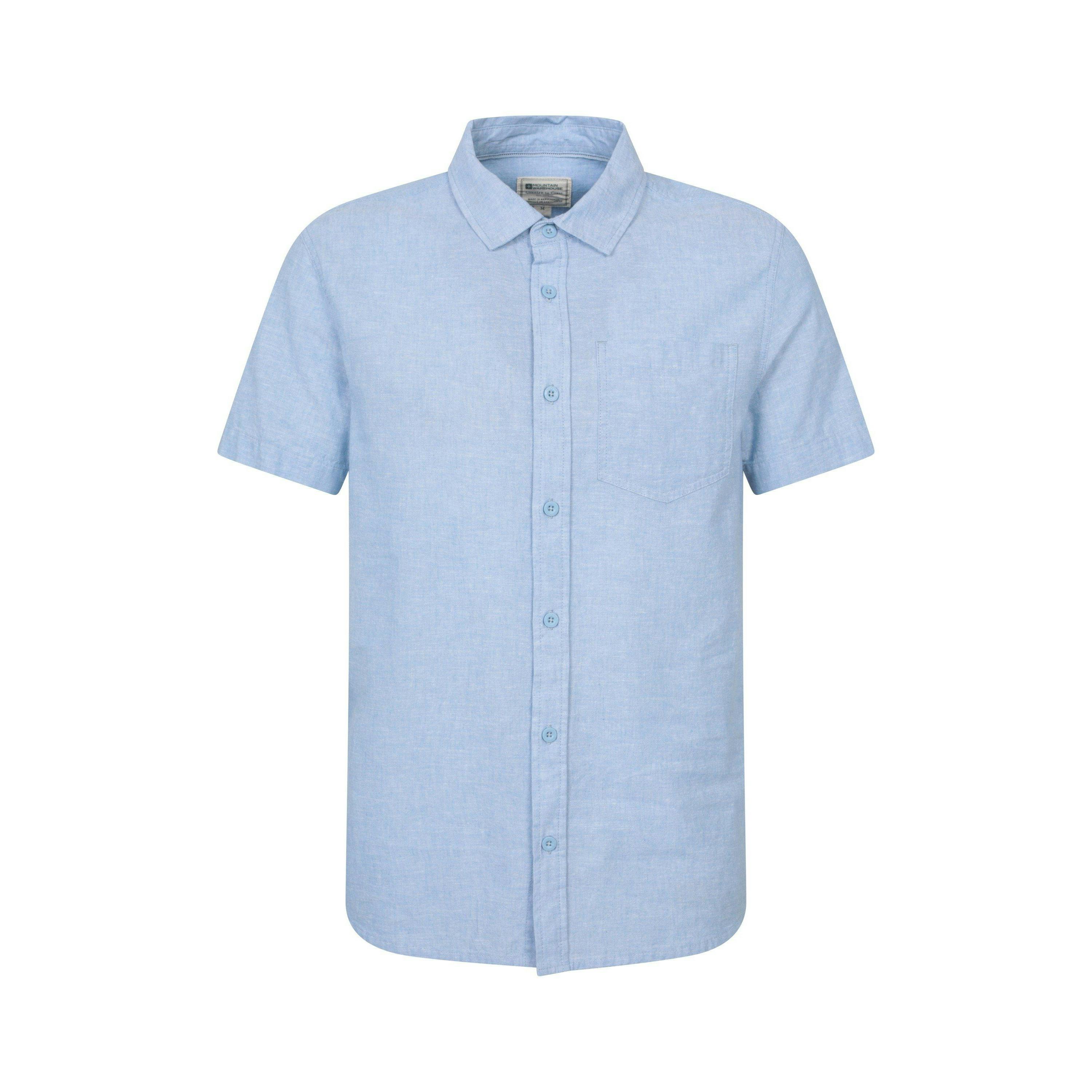 Mountain Warehouse Men's Blue Lowe Linen Blend Shirt - S - 55% Linen/45% Cotton