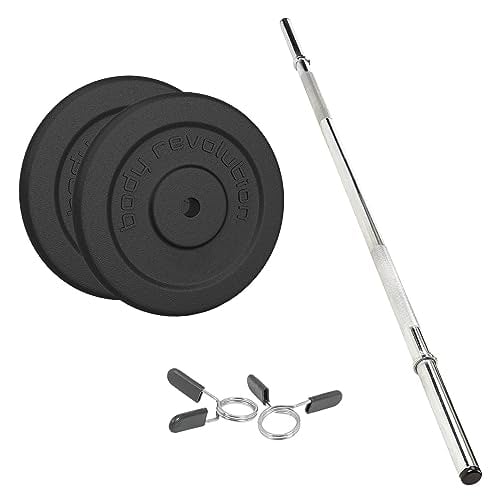 Body Revolution 1.2M 1" Barbell And Cast Iron Weight Plate Sets - Bar+ 5Kg Pair (10Kg Set)