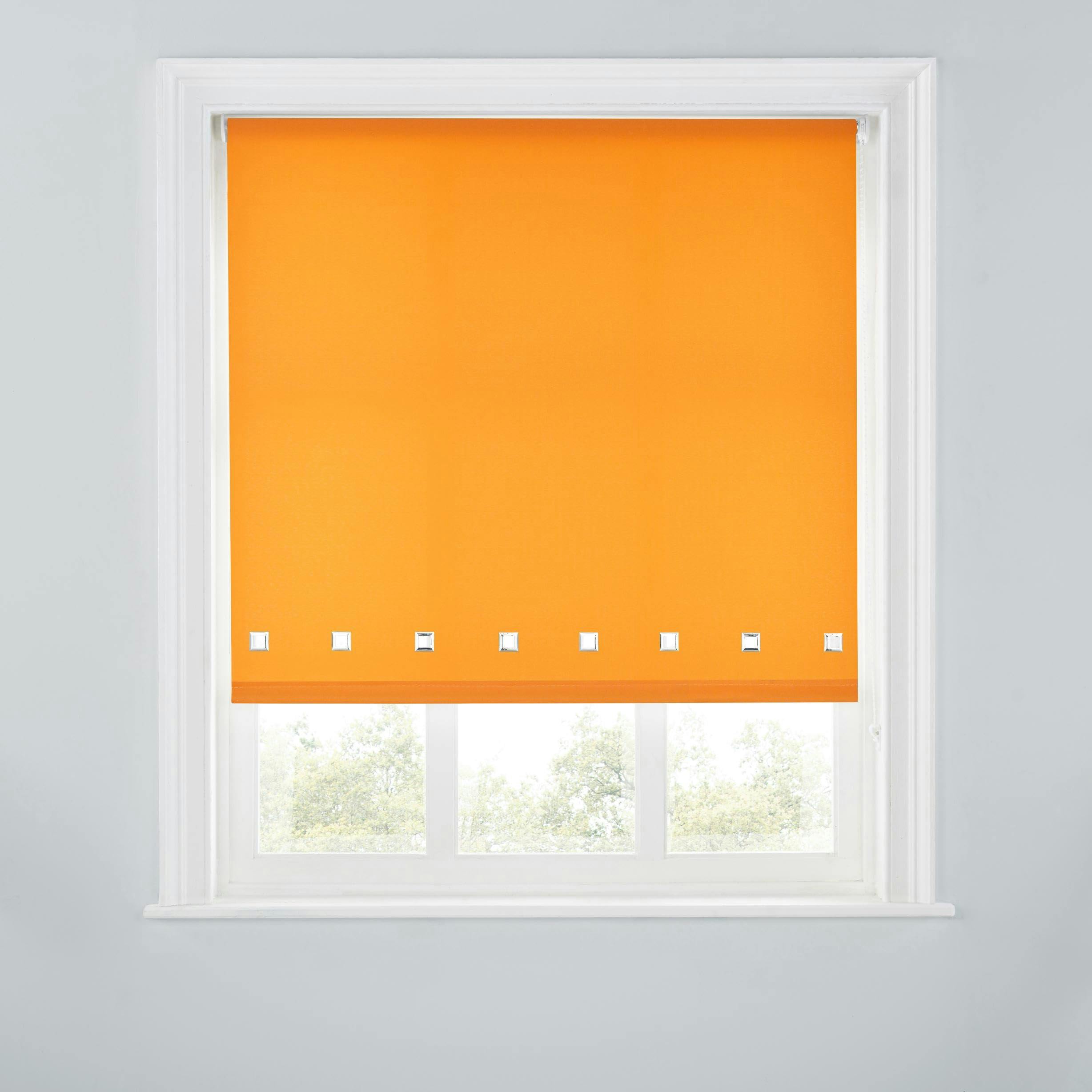 A.unique Home Orange Trimmable Square Eyelet Roller Blind - 2Ft - 60Cm(W)X170cm(L)