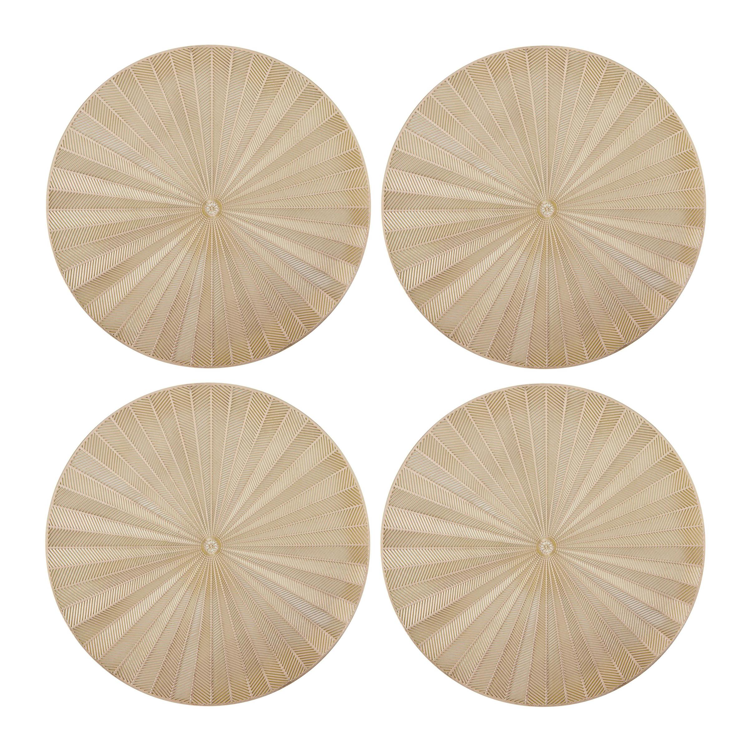 Rackhams Gold Round Metallic Placemats, Set Of 4, 38Cm - Plastic - Placemats And Coasters