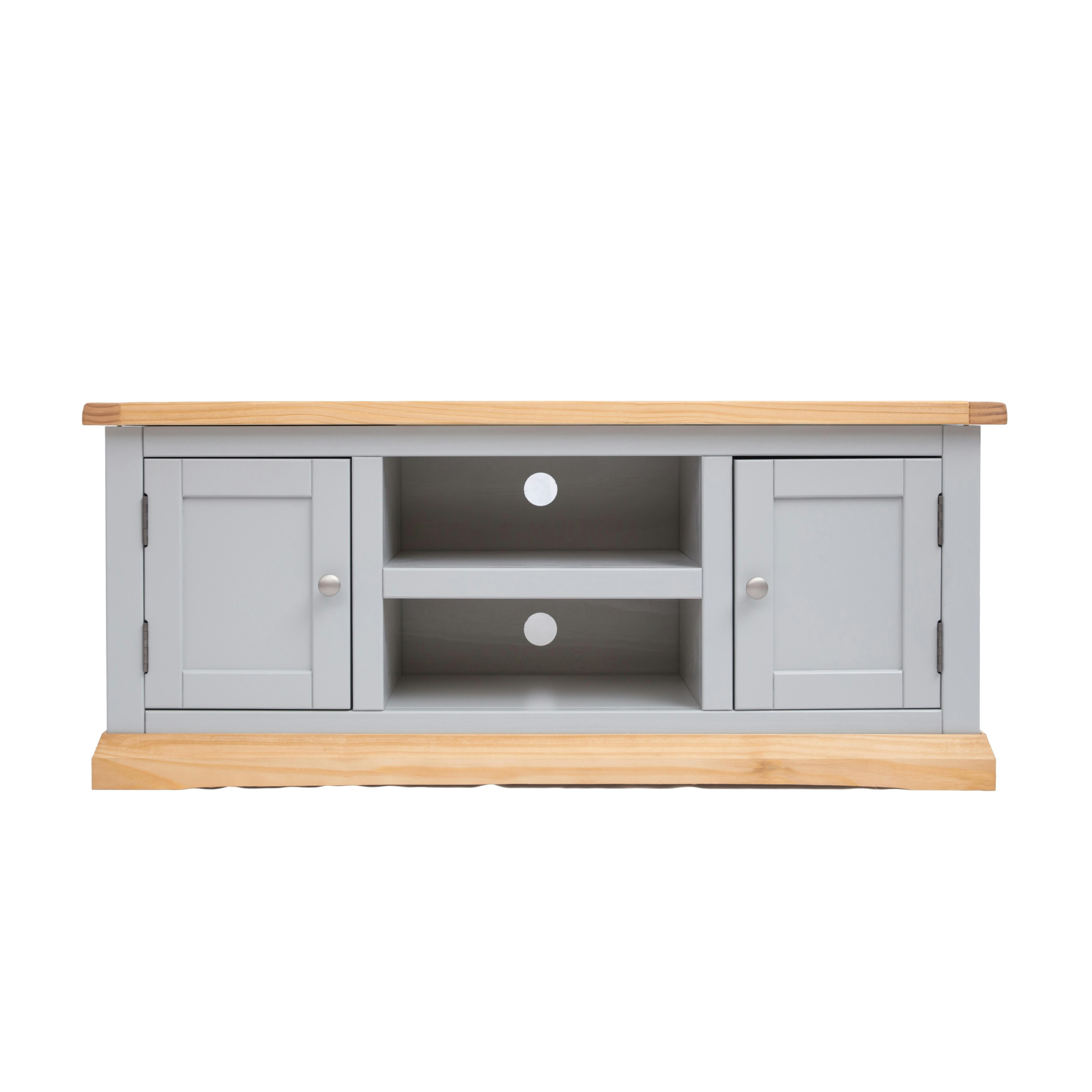 Rackhams Light/Grey Bomporto 2 Door Tv Cabinet Chrome Knob