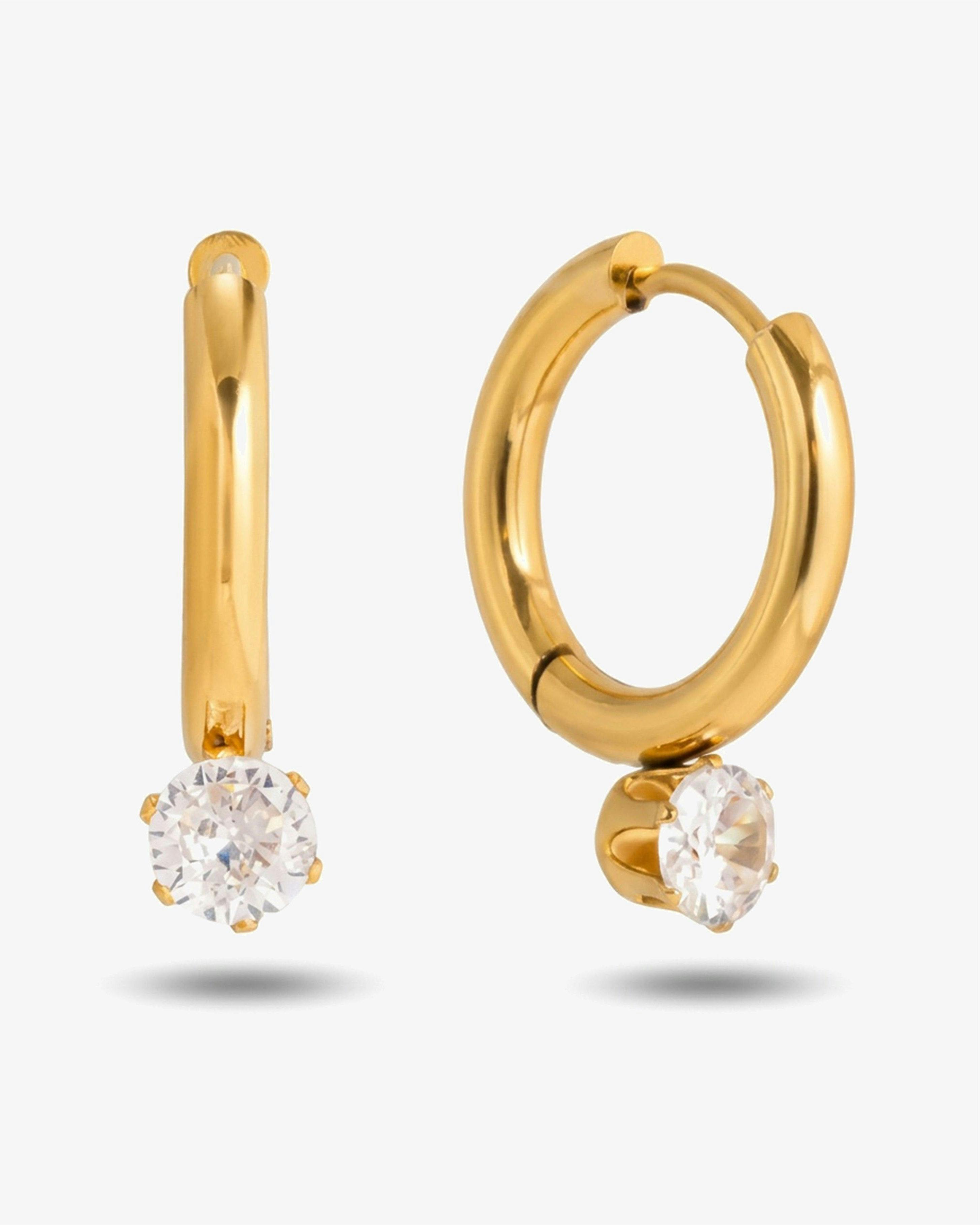 Elk & Bloom Gold 14K Gemstone Droplet Huggie Hoops - No Thank You