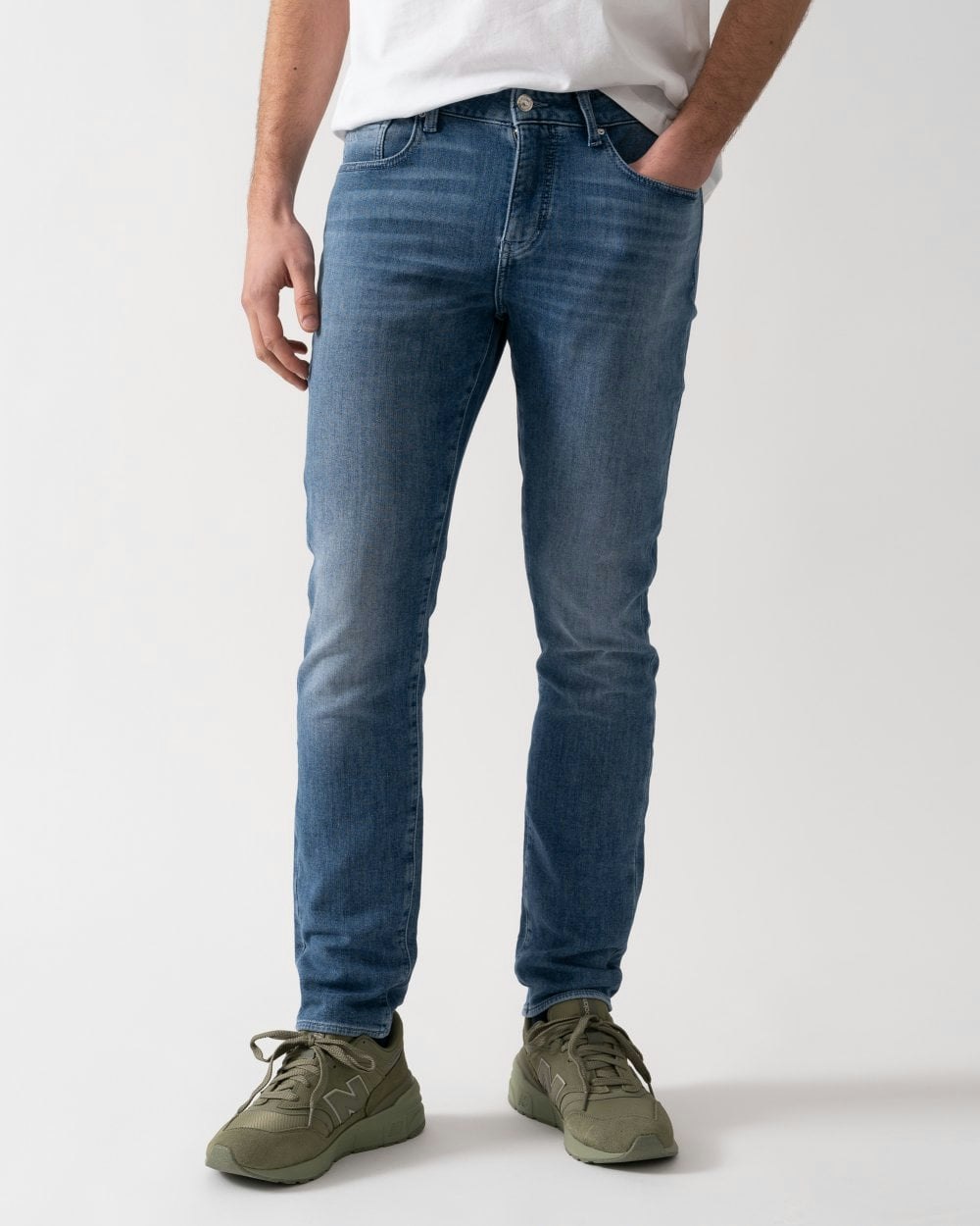 Armani Exchange Men's Blue Slim Fit 5 Pocket Jeans - Medium Denim Mb002 - Medium Denim Mb002 - W36 L32
