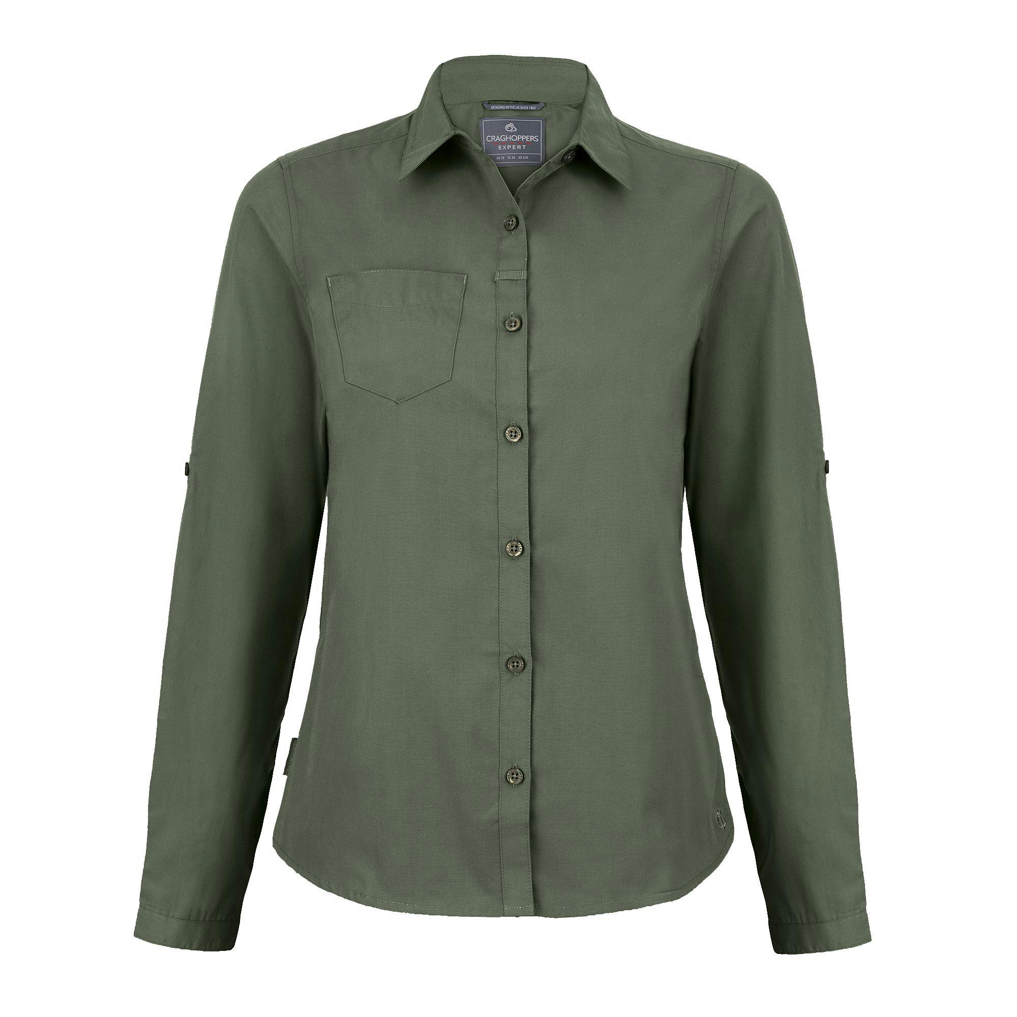 Craghoppers Women's Green / Expert Kiwi Long-Sleeved Shirt - Cedar - 18 Uk - Cedar - 65% Recycled Polyester/35% Cotton