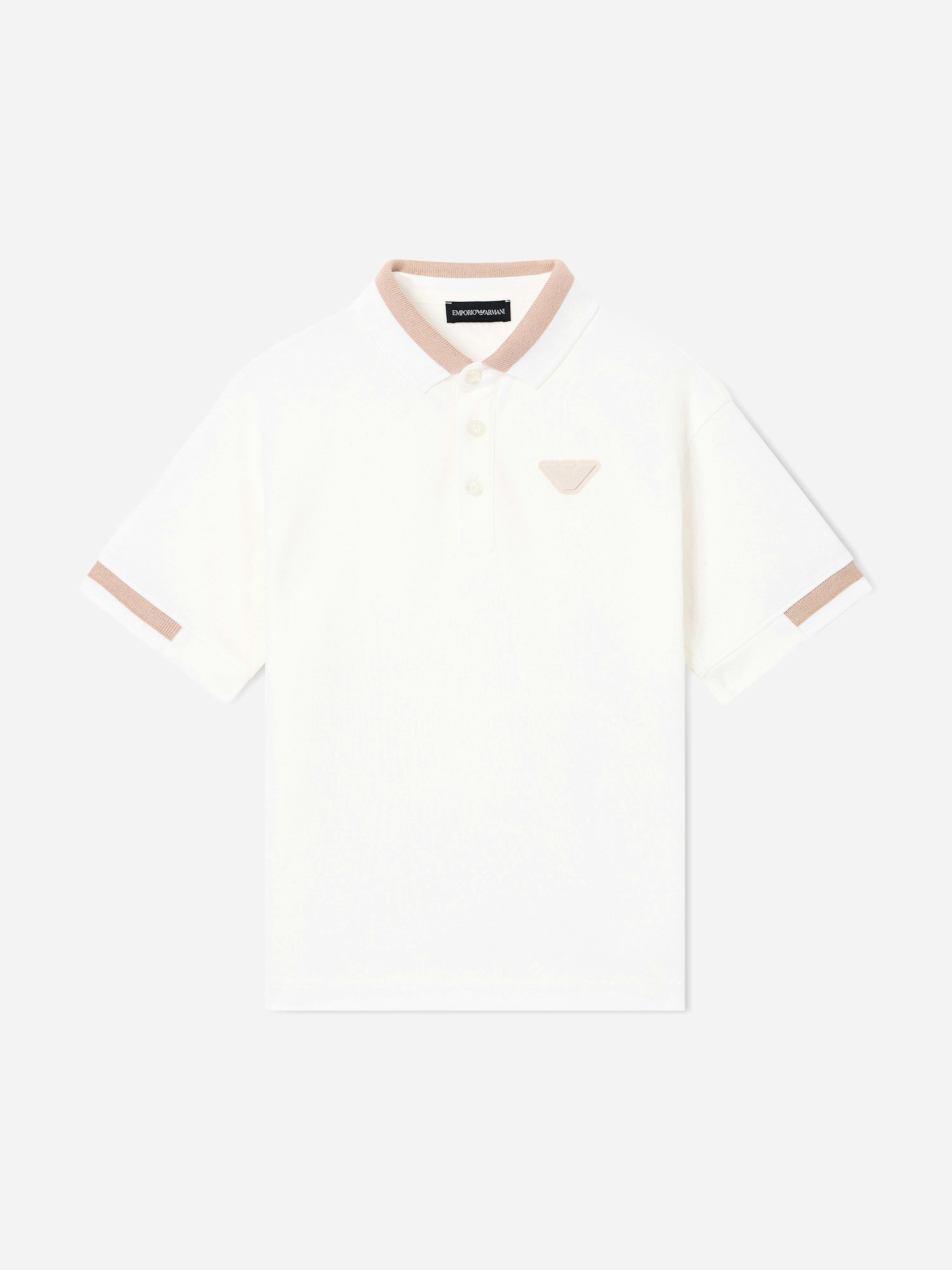 Emporio Armani Boys White Eagle Logo Polo Shirt In - 36 Mths