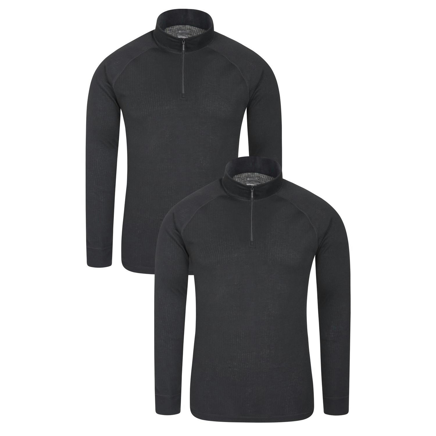 Mountain Warehouse Men's Black Talus Base Layer Top (Pack Of 2) - L - 100% Polyester