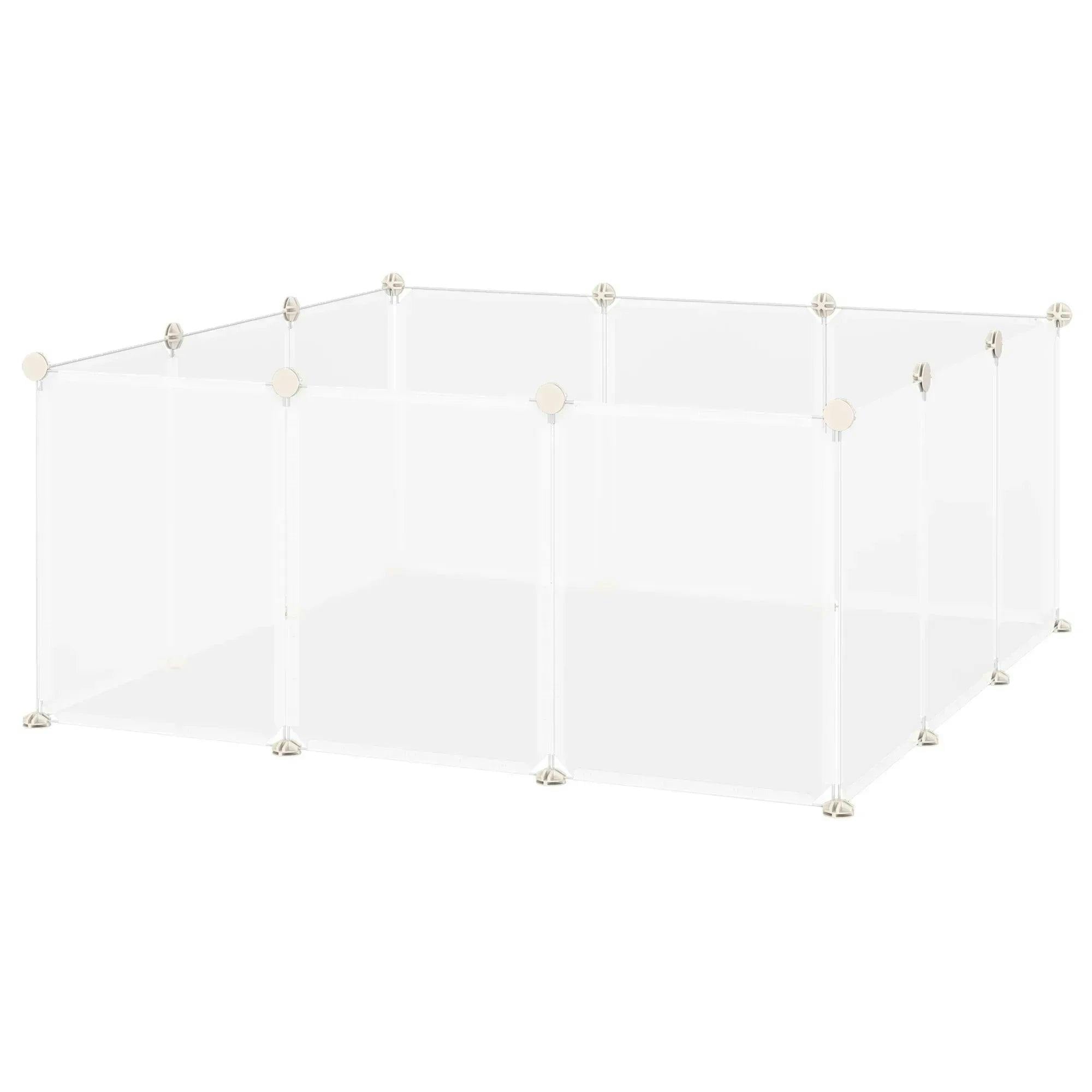 PawHut Pet Playpen 12 Panels White - Small Animal Cage for Kittens, Bunnies, Chinchillas - Image 7