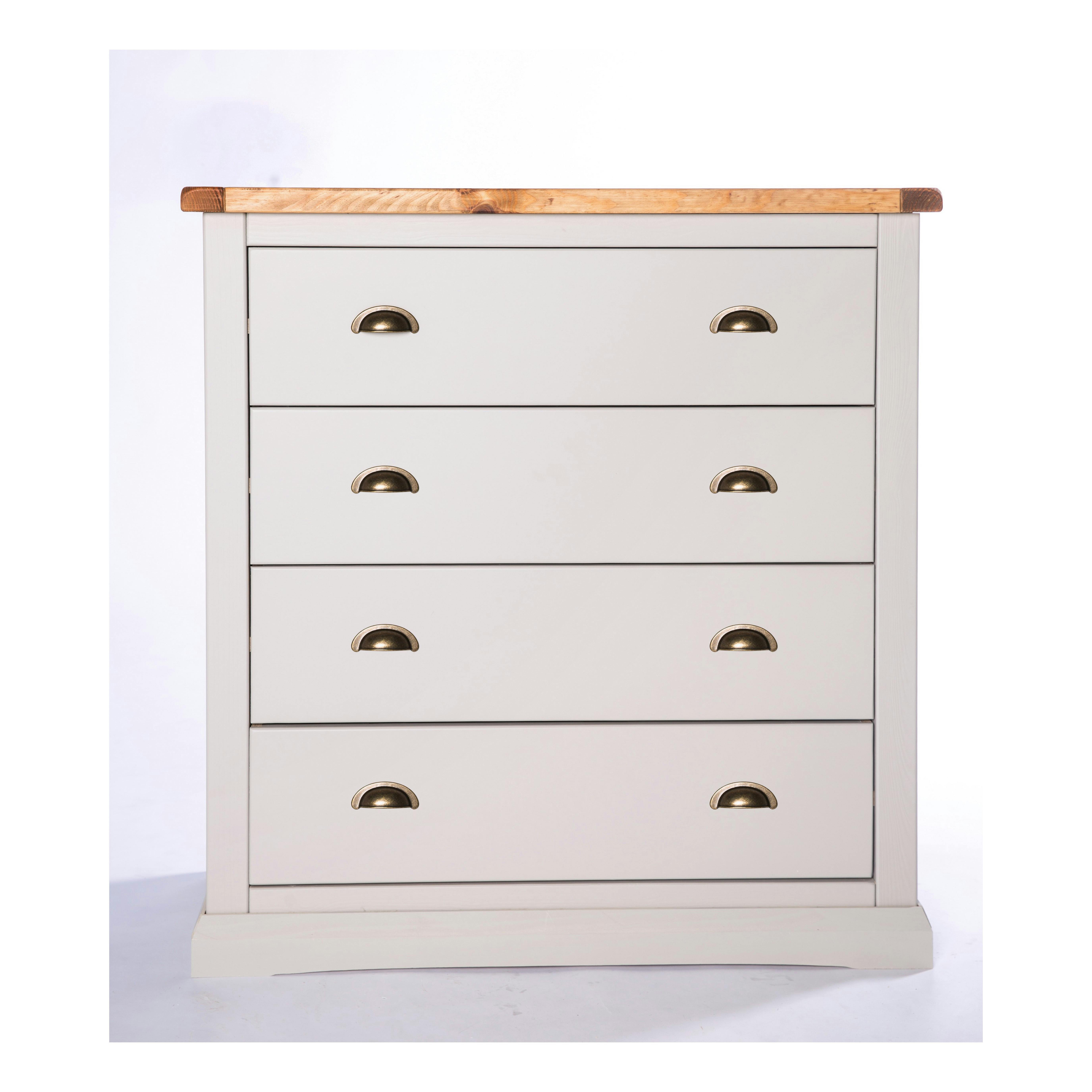 Cabinet Bits Loreo 4 Drawer Light Grey Chest Of Drawers With Brass Cup Handles - Image 3
