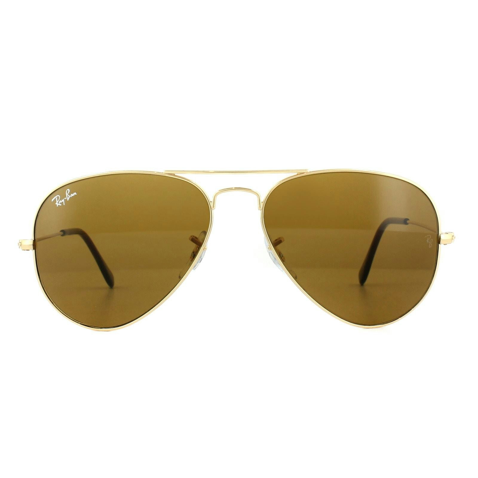 Ray-Ban Gold/Brown Sunglasses Aviator 3025 001/33 58Mm Large
