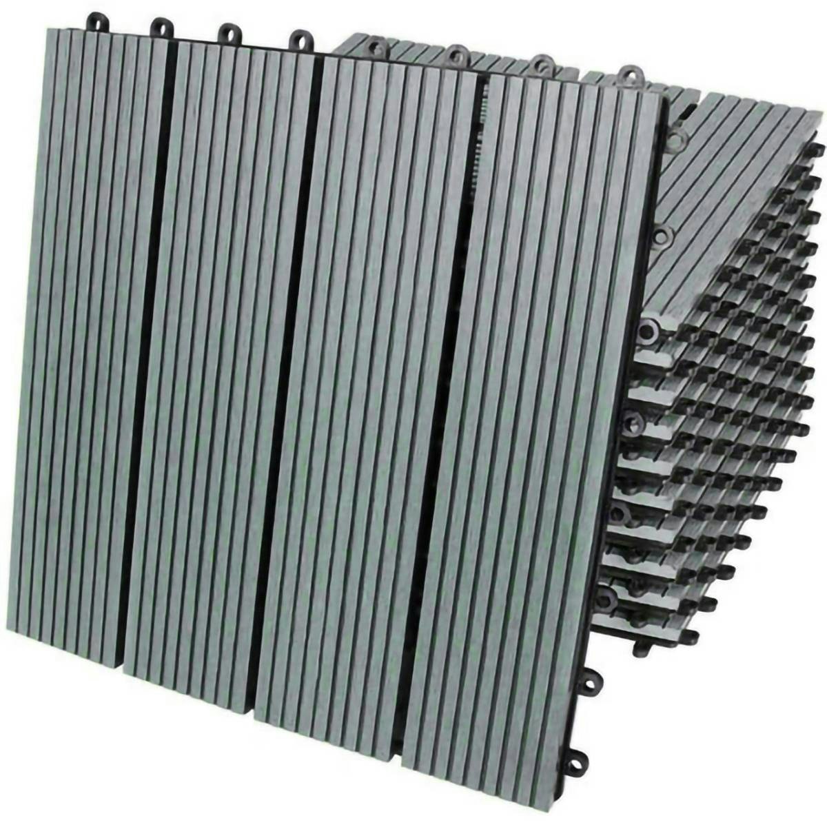 Rackhams Grey 66 X Wpc Decking Floor Tiles 30X30cm