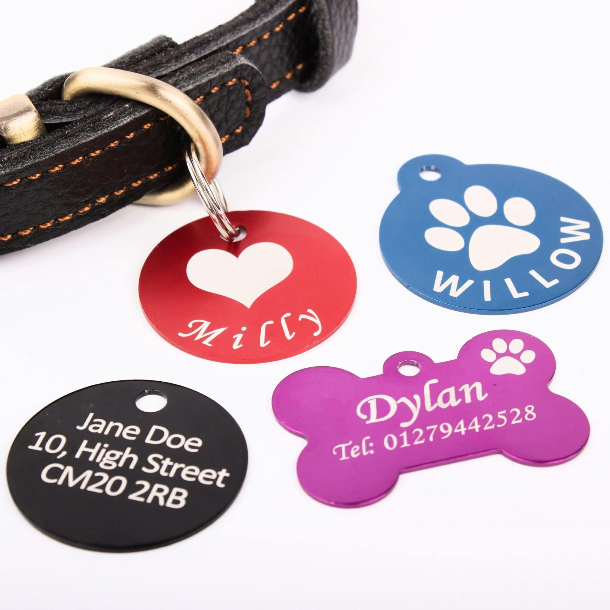 Mylee London Purple Personalised Dog Id Tag - Bone