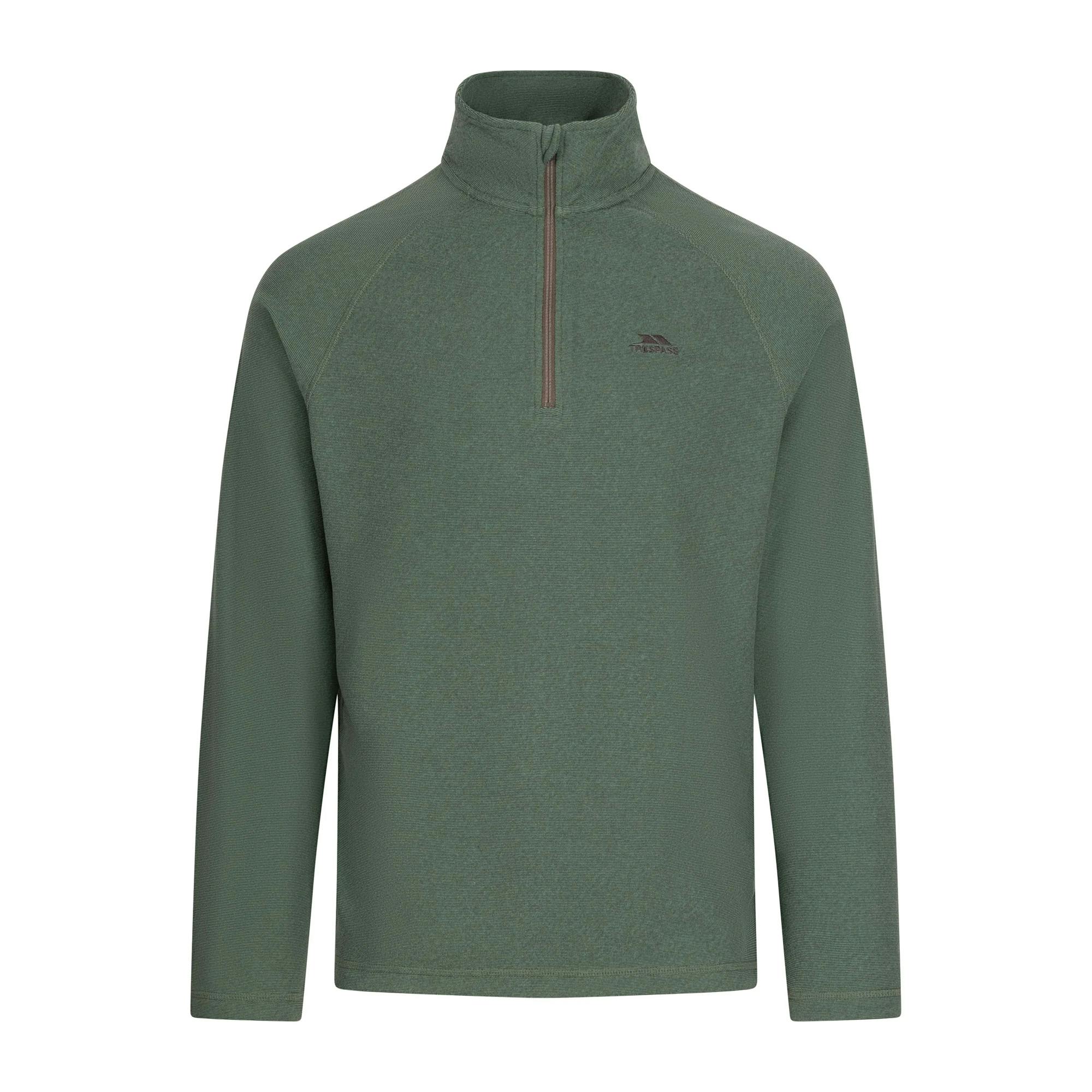 Trespass Men's Green Keynote Anti Pilling 1/4 Zip Fleece Top - Smoke/Alpine - Xl - Smoke/Alpine - 100% Polyester